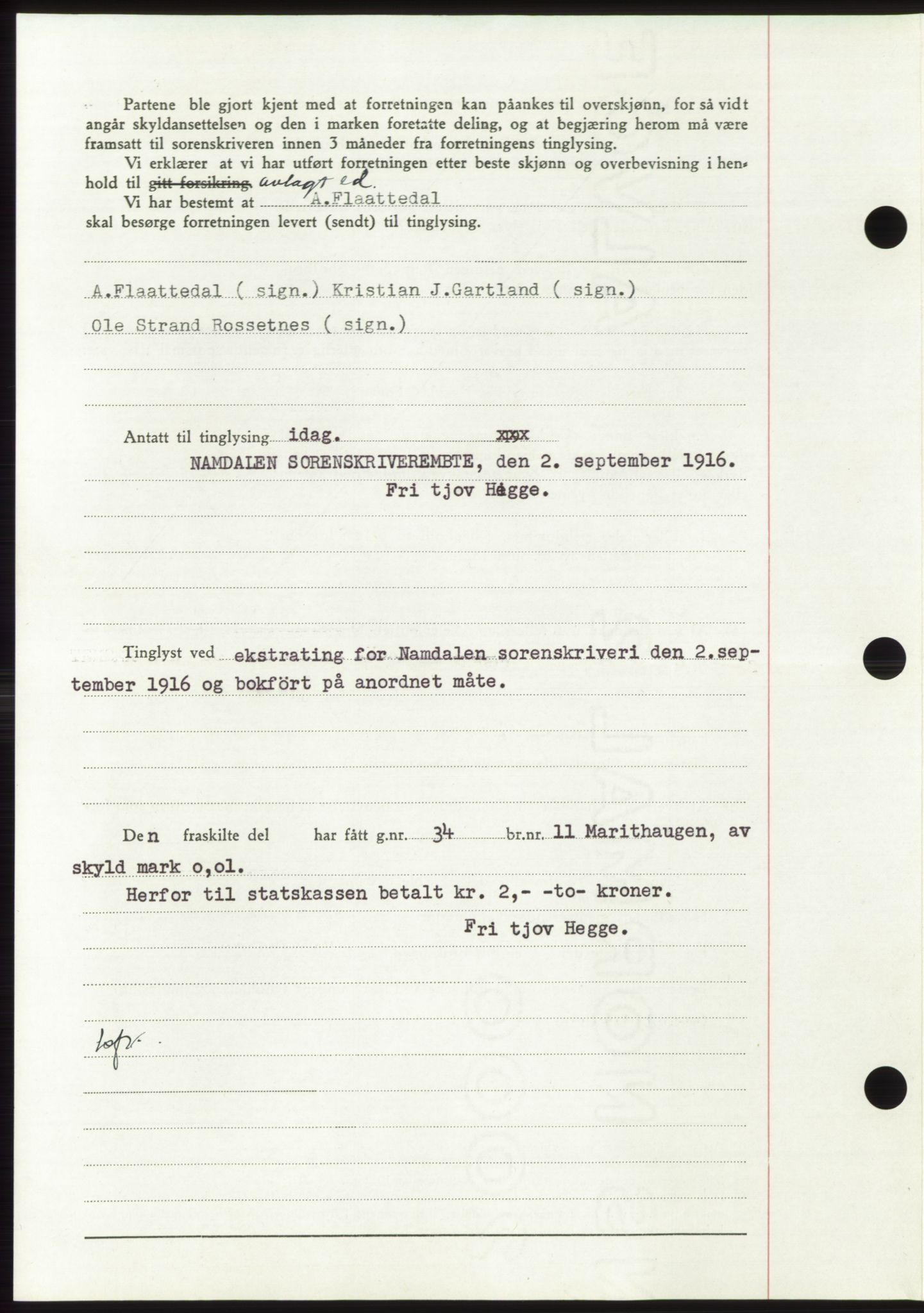 Namdal sorenskriveri, SAT/A-4133/1/2/2C: Pantebok nr. -, 1916-1921, Tingl.dato: 02.09.1916