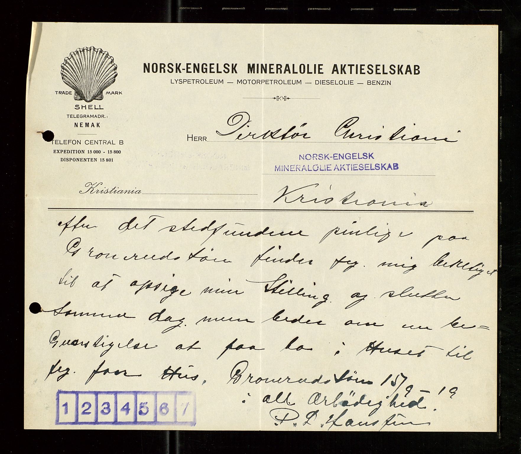 Pa 1521 - A/S Norske Shell, AV/SAST-A-101915/E/Ea/Eaa/L0007: Sjefskorrespondanse, 1919, s. 23