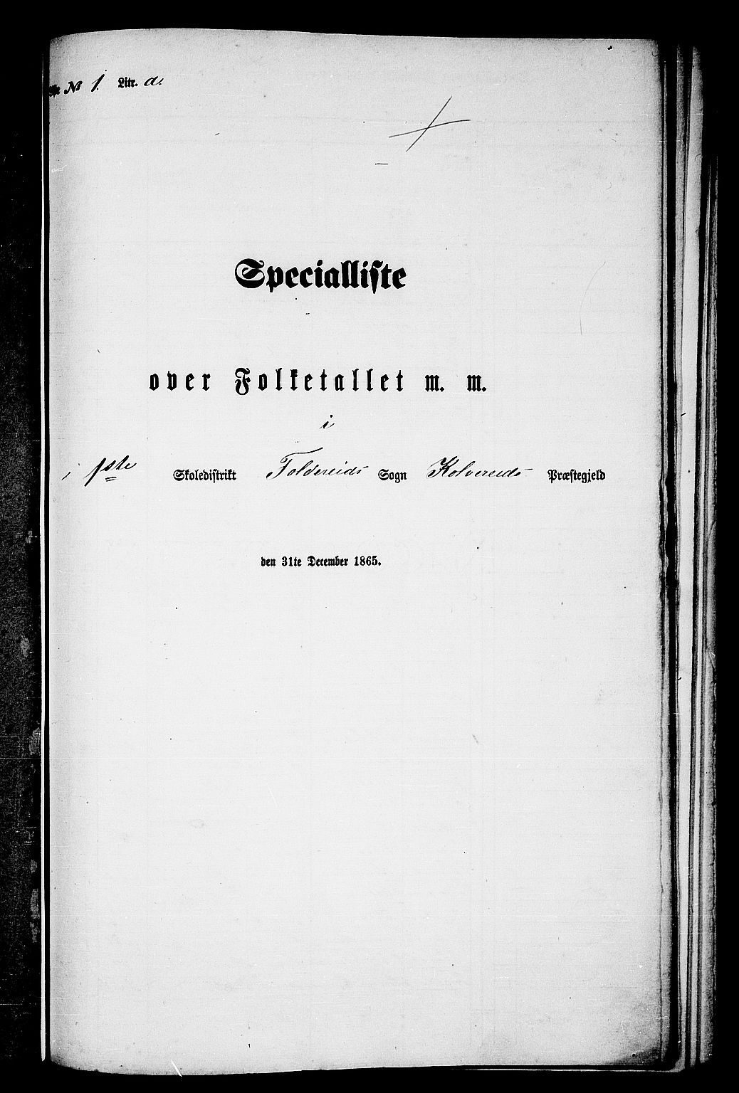 RA, Folketelling 1865 for 1752P Kolvereid prestegjeld, 1865, s. 5