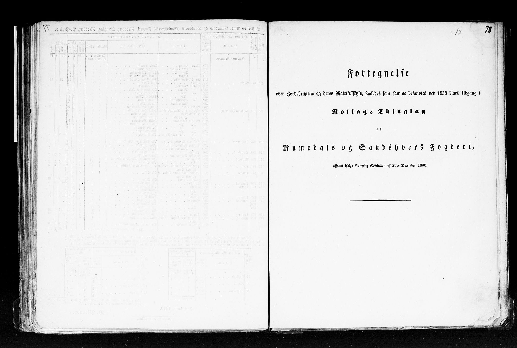 Rygh, RA/PA-0034/F/Fb/L0005: Matrikkelen for 1838 - Buskerud amt (Buskerud fylke), 1838, s. 78a