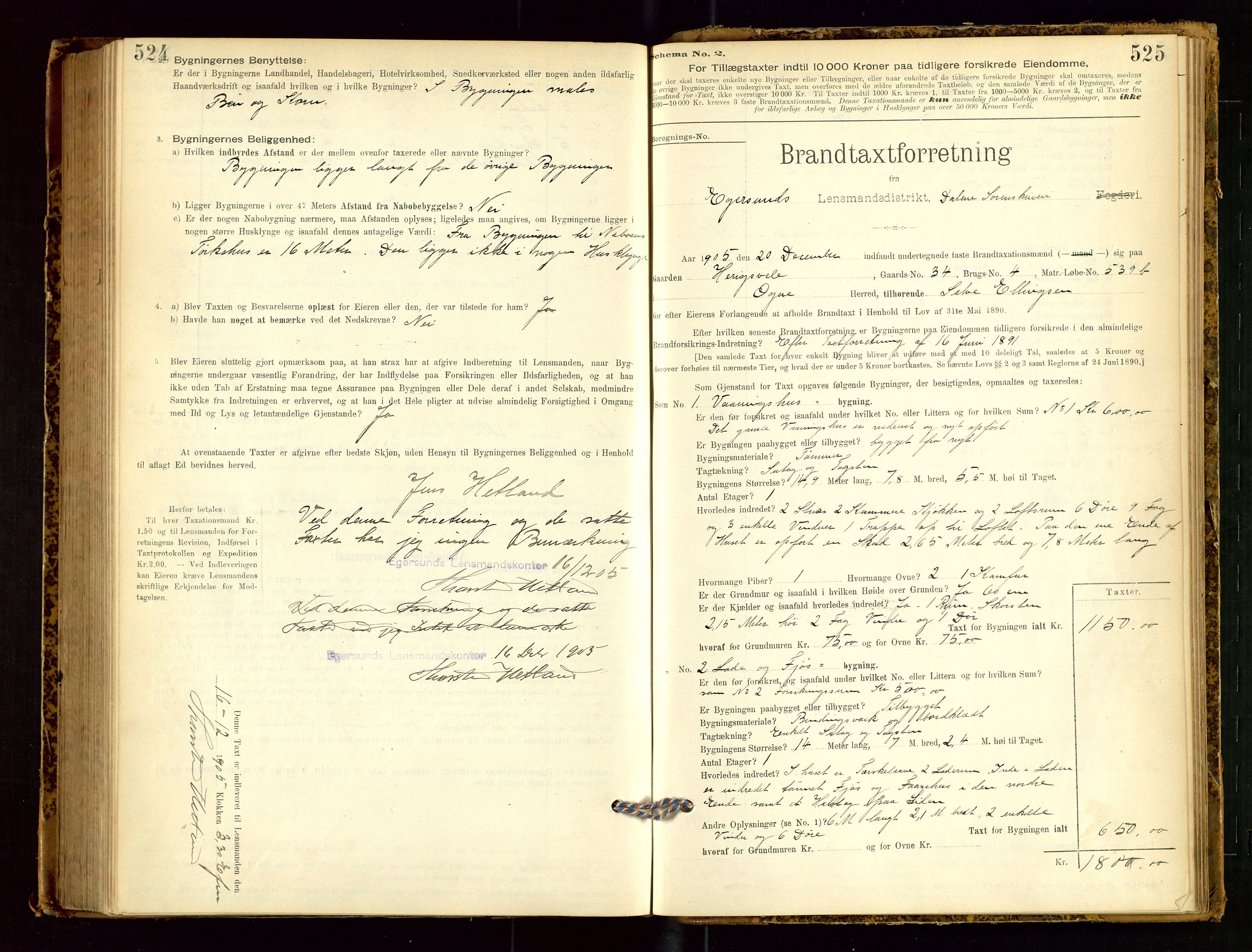 Eigersund lensmannskontor, AV/SAST-A-100171/Gob/L0001: Skjemaprotokoll, 1894-1909, s. 524-525