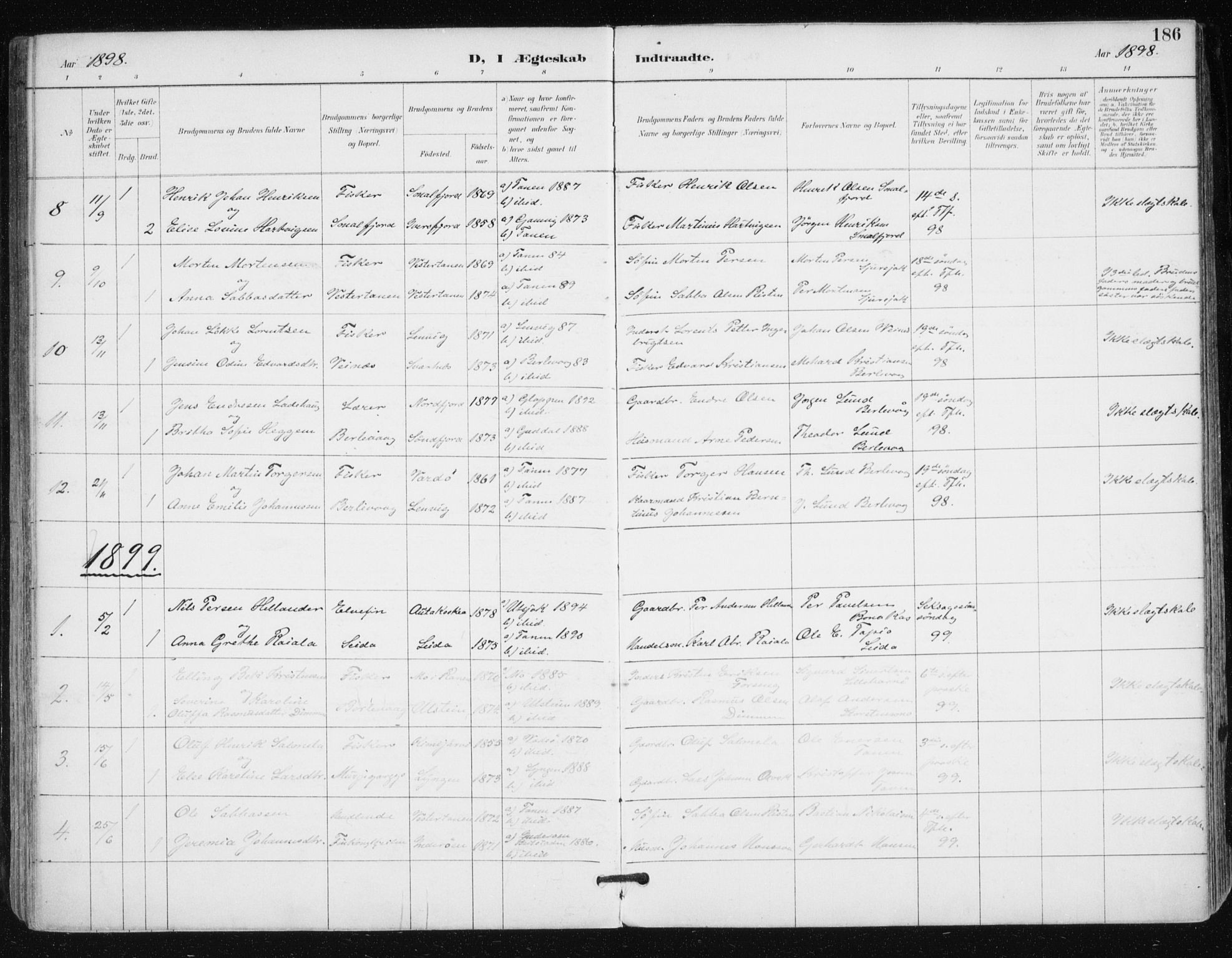 Tana sokneprestkontor, AV/SATØ-S-1334/H/Ha/L0005kirke: Ministerialbok nr. 5, 1891-1903, s. 186