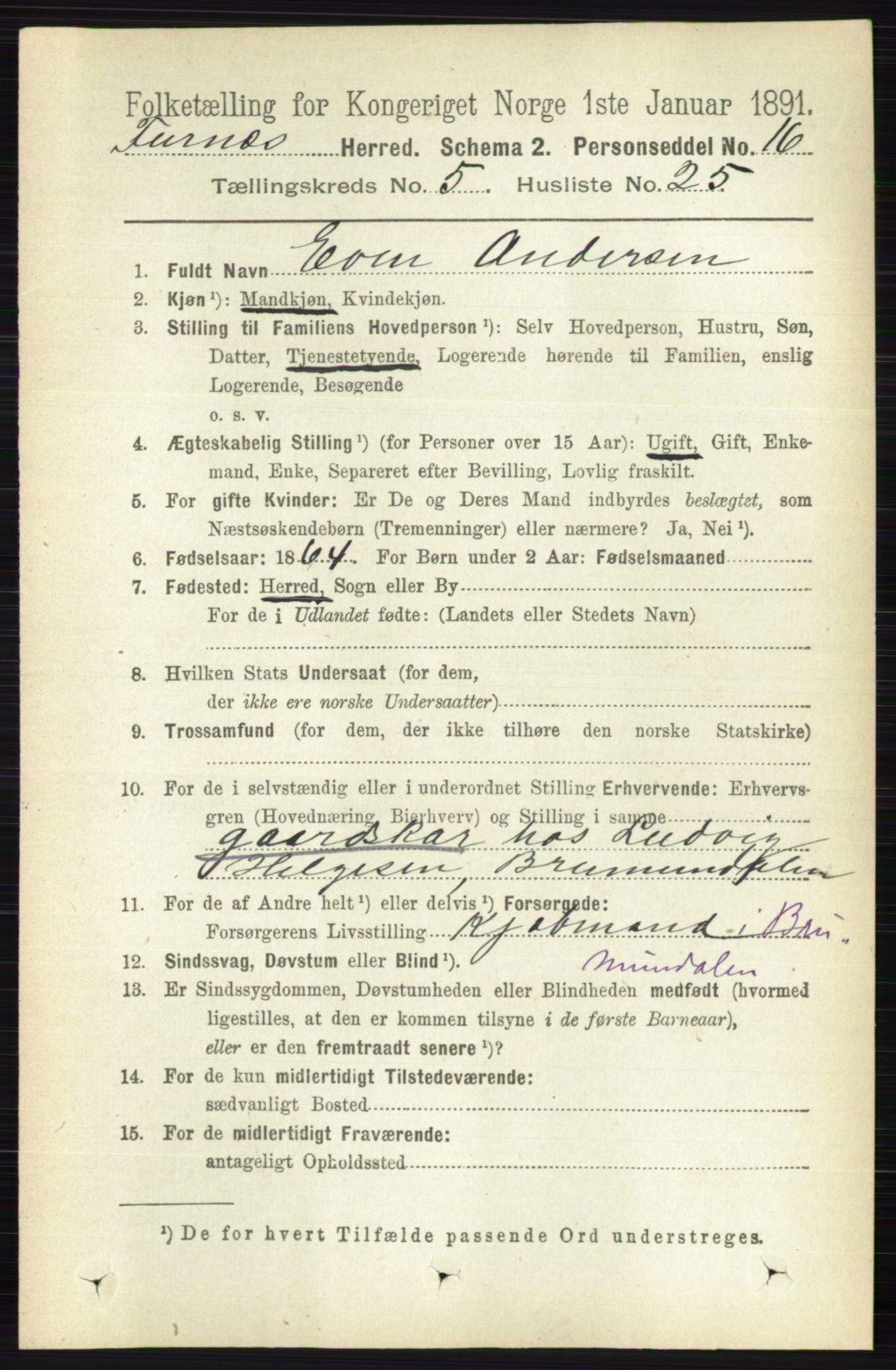 RA, Folketelling 1891 for 0413 Furnes herred, 1891, s. 3360