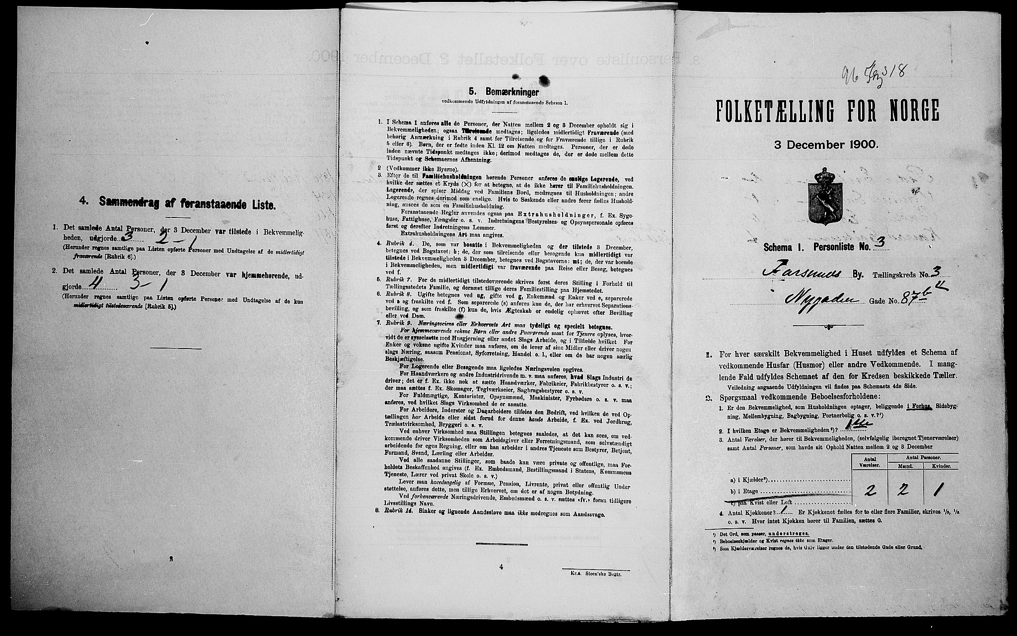 SAK, Folketelling 1900 for 1003 Farsund ladested, 1900, s. 98