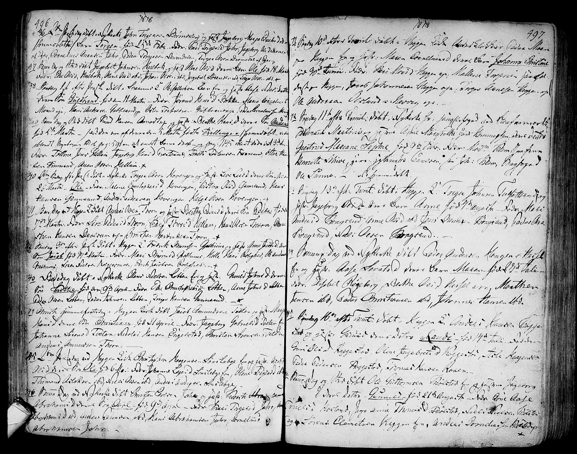 Modum kirkebøker, AV/SAKO-A-234/F/Fa/L0003: Ministerialbok nr. 3, 1783-1819, s. 496-497