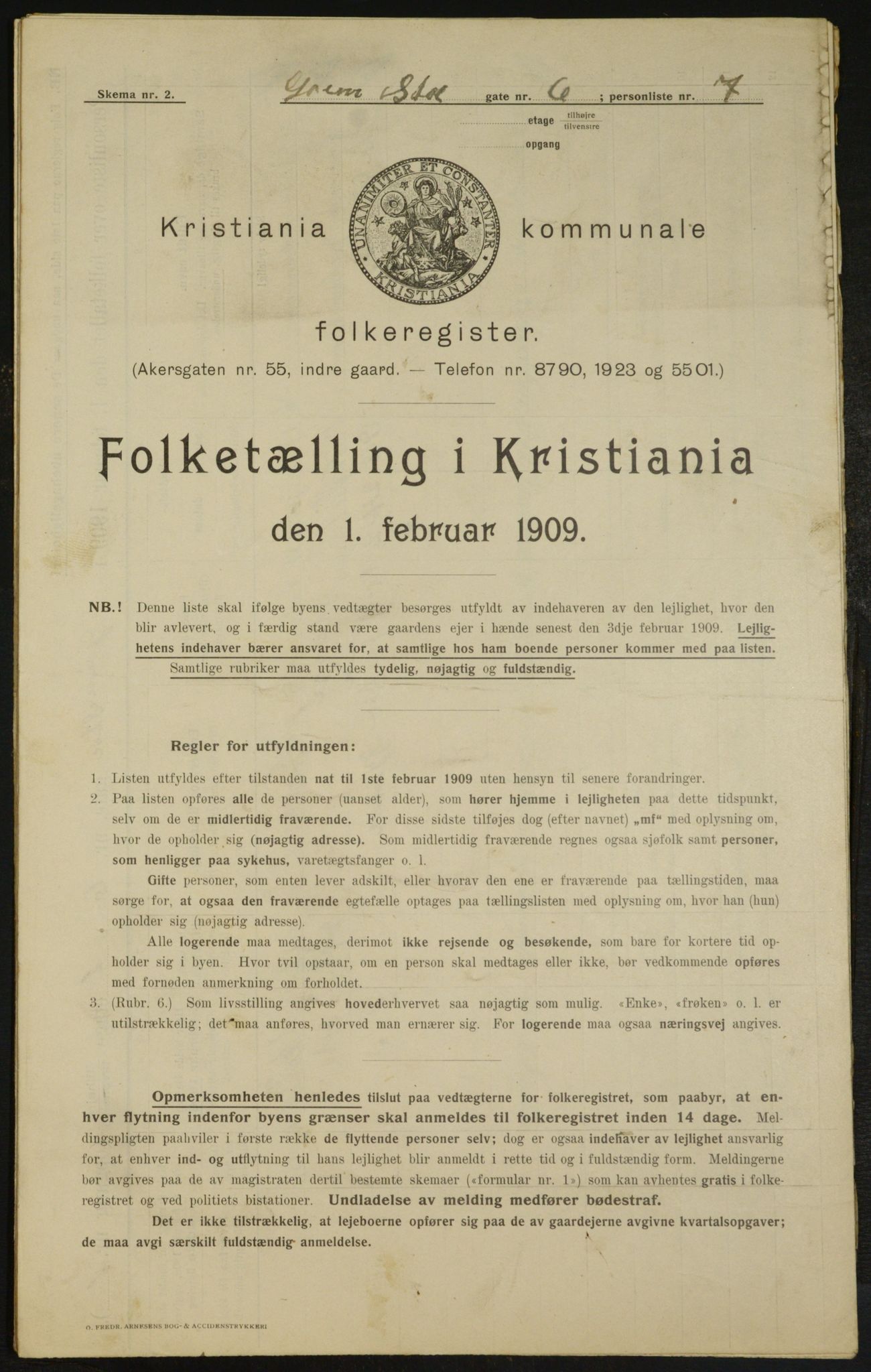 OBA, Kommunal folketelling 1.2.1909 for Kristiania kjøpstad, 1909, s. 27207