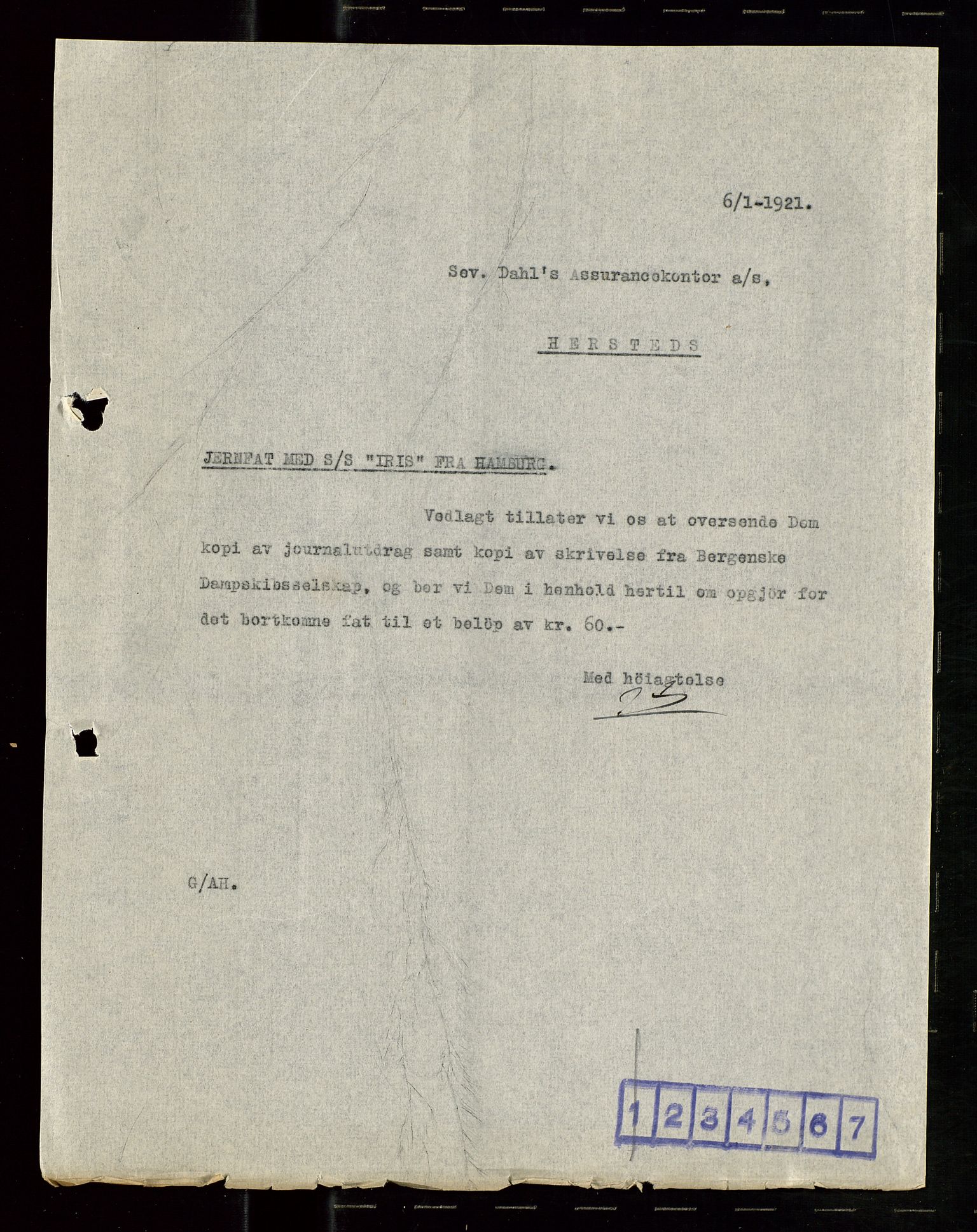 Pa 1521 - A/S Norske Shell, AV/SAST-A-101915/E/Ea/Eaa/L0011: Sjefskorrespondanse, 1921, s. 84