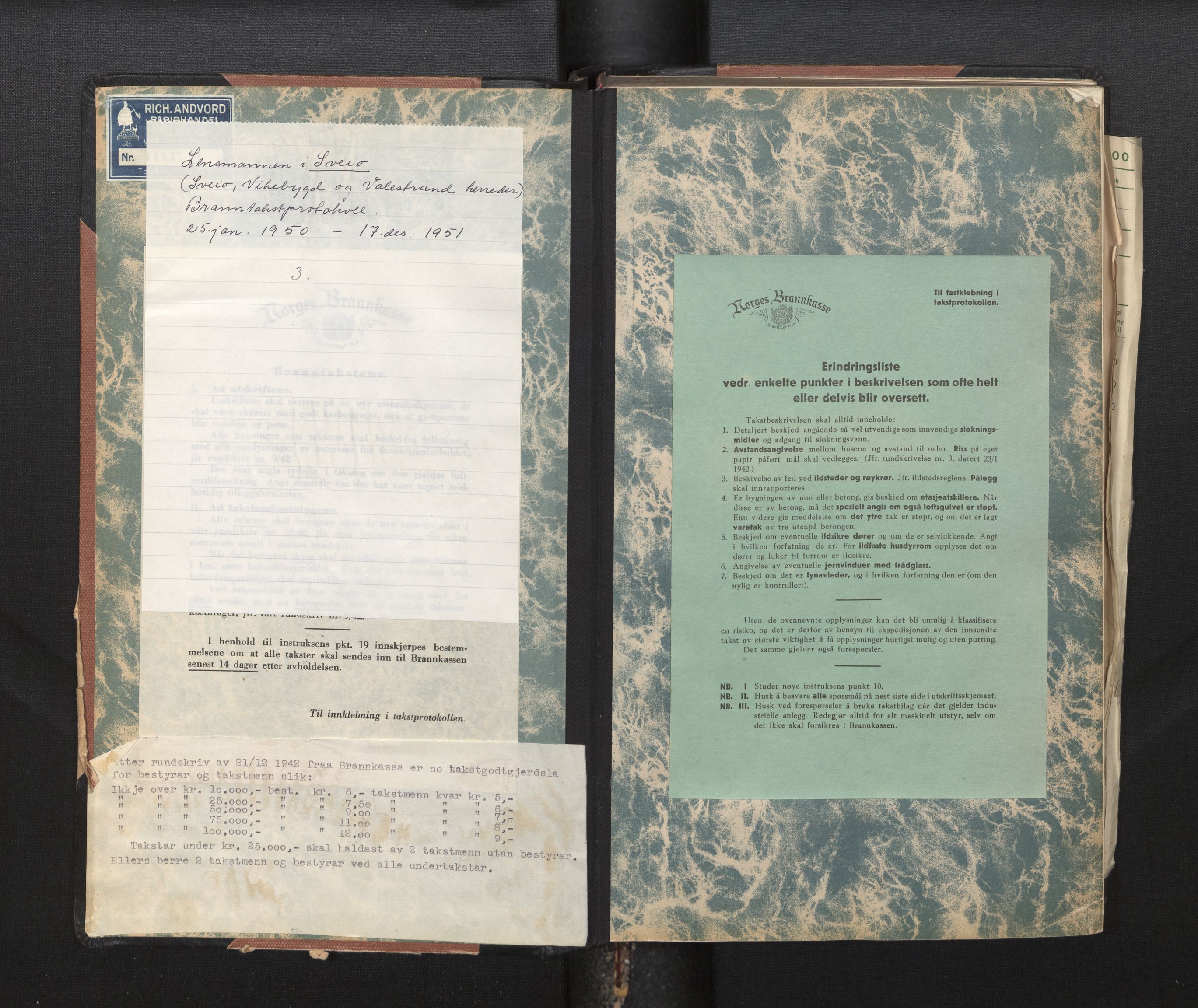 Lensmannen i Sveio, SAB/A-35301/0012/L0005: Branntakstprotokoll, 1950-1951