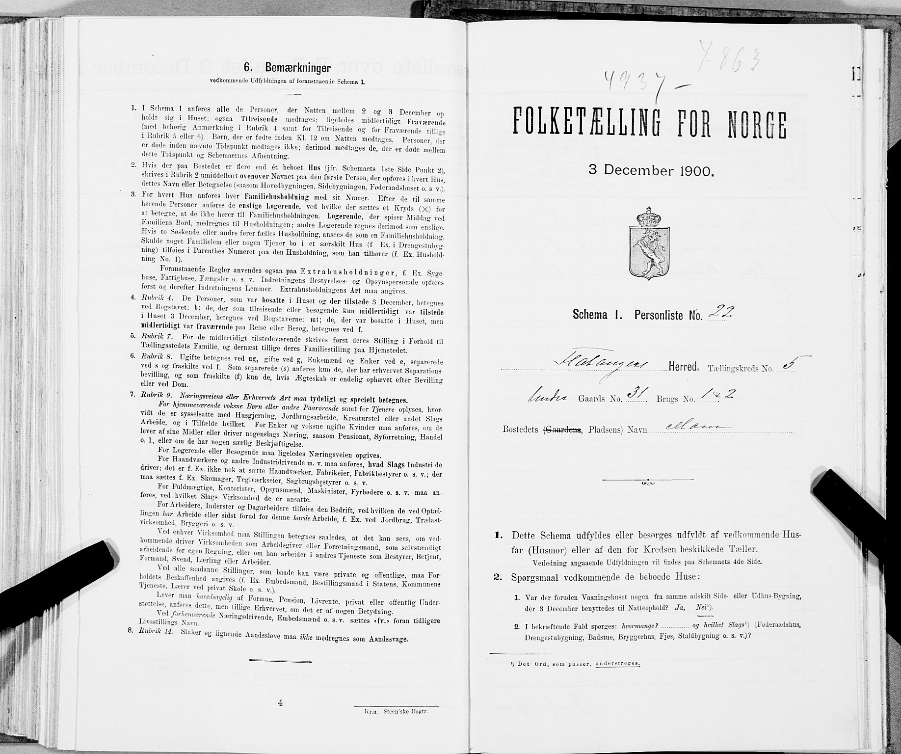 SAT, Folketelling 1900 for 1749 Flatanger herred, 1900, s. 756
