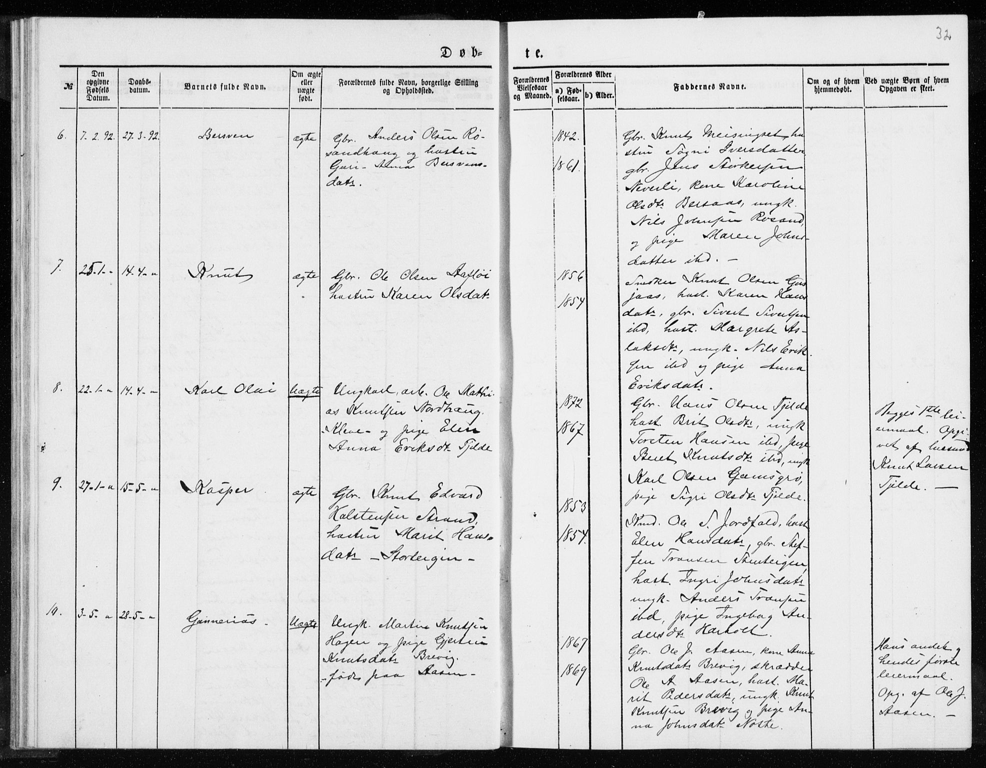 Ministerialprotokoller, klokkerbøker og fødselsregistre - Møre og Romsdal, AV/SAT-A-1454/551/L0631: Klokkerbok nr. 551C03, 1886-1894, s. 32