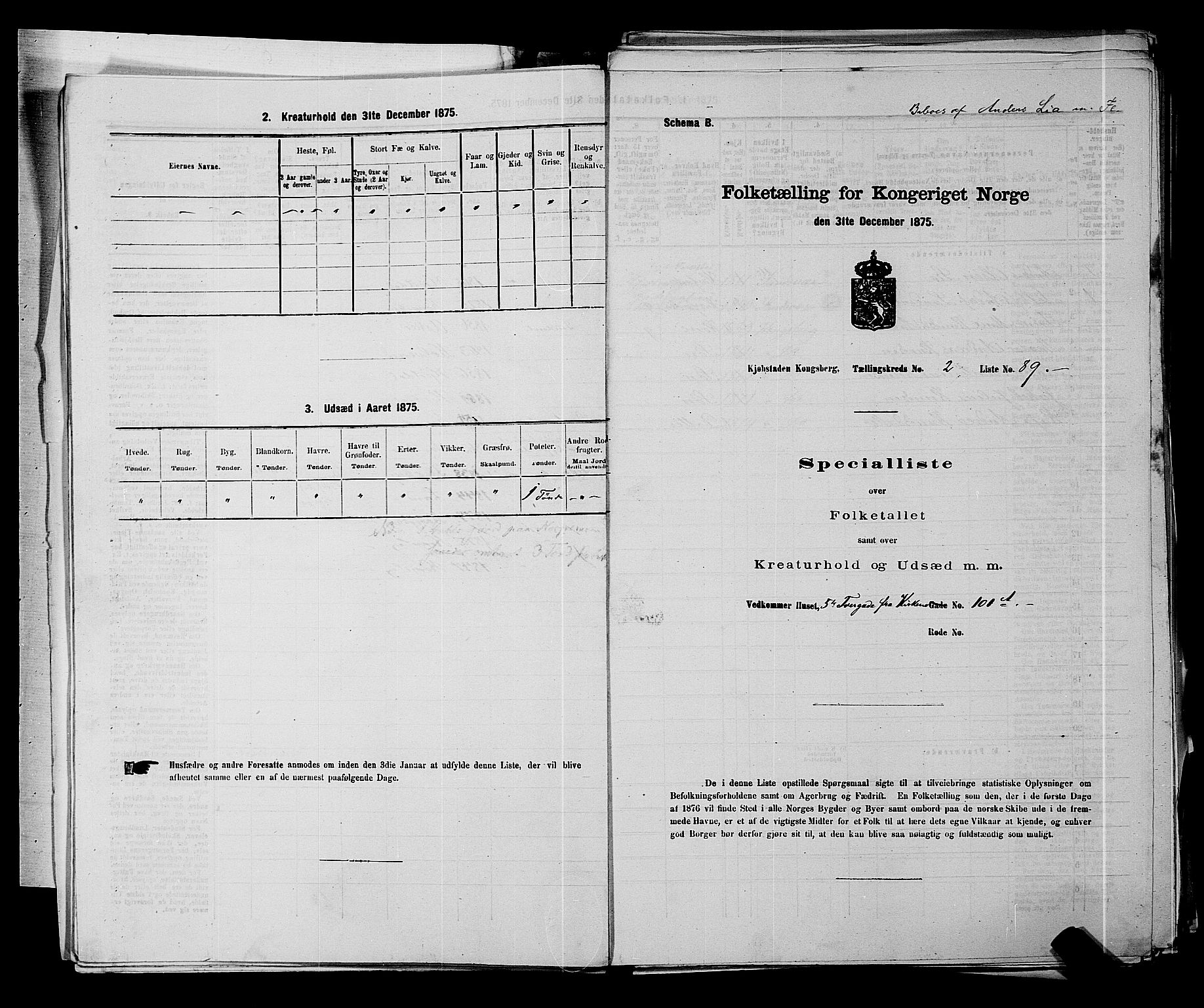 SAKO, Folketelling 1875 for 0604B Kongsberg prestegjeld, Kongsberg kjøpstad, 1875, s. 227