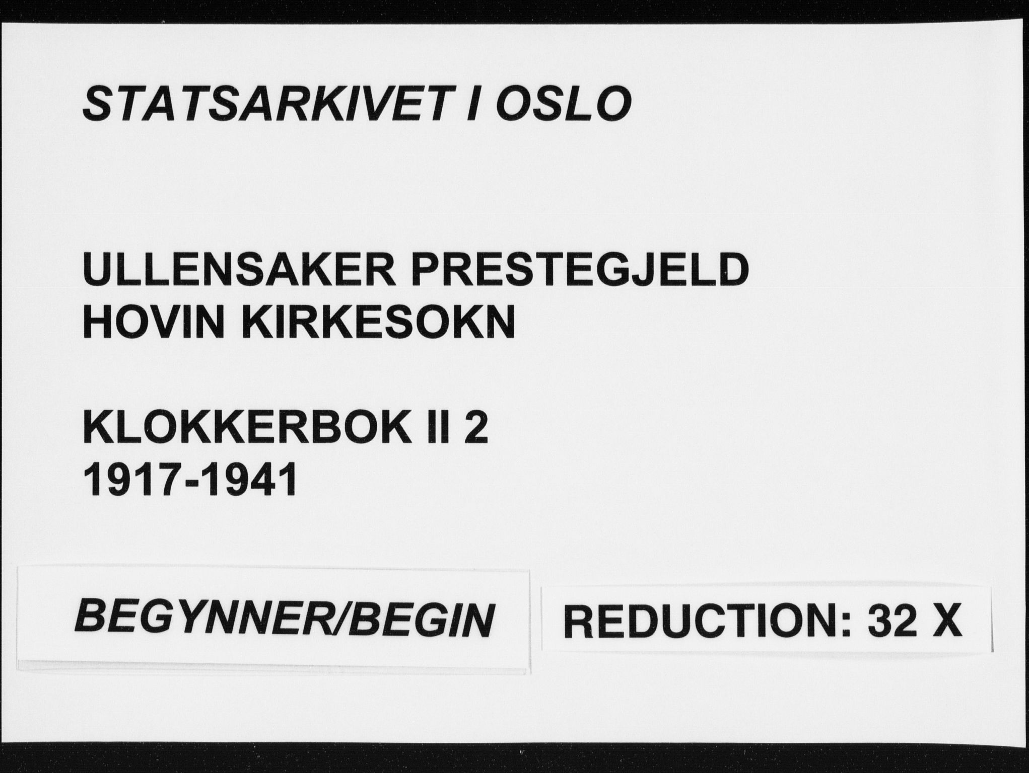 Ullensaker prestekontor Kirkebøker, SAO/A-10236a/G/Gb/L0002: Klokkerbok nr. II 2, 1917-1941