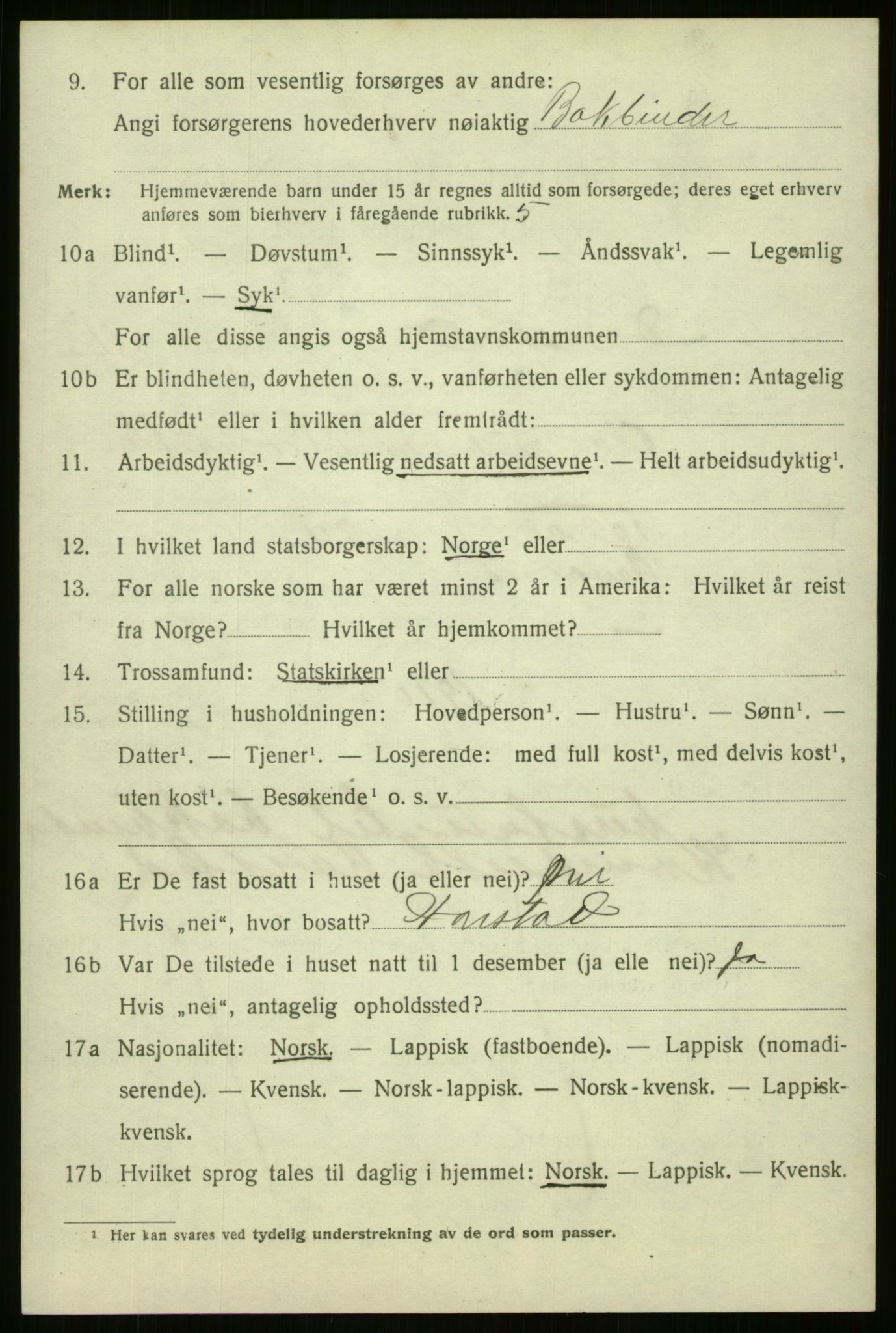 SATØ, Folketelling 1920 for 1901 Harstad ladested, 1920, s. 3219