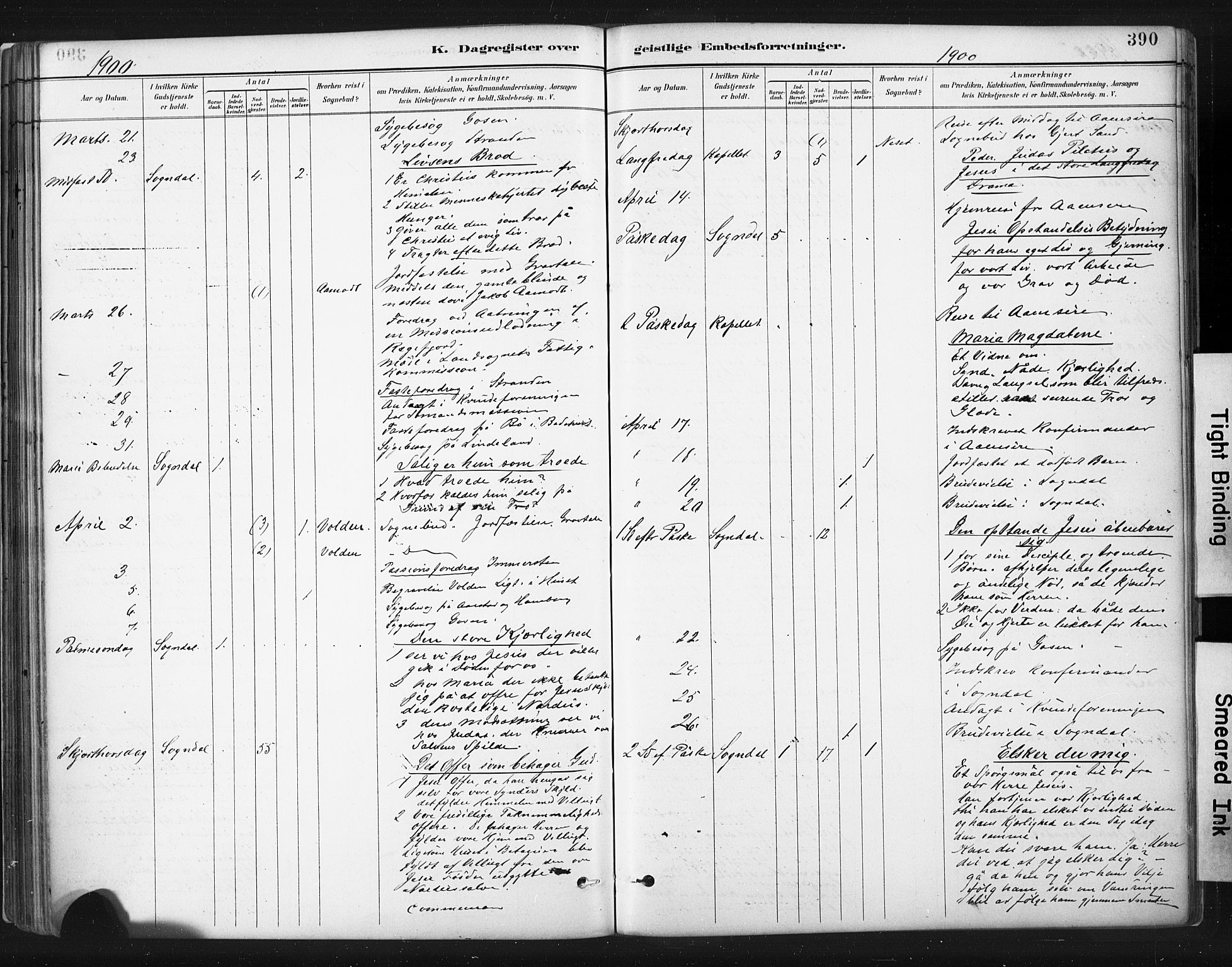 Sokndal sokneprestkontor, AV/SAST-A-101808: Ministerialbok nr. A 11.2, 1887-1905, s. 390