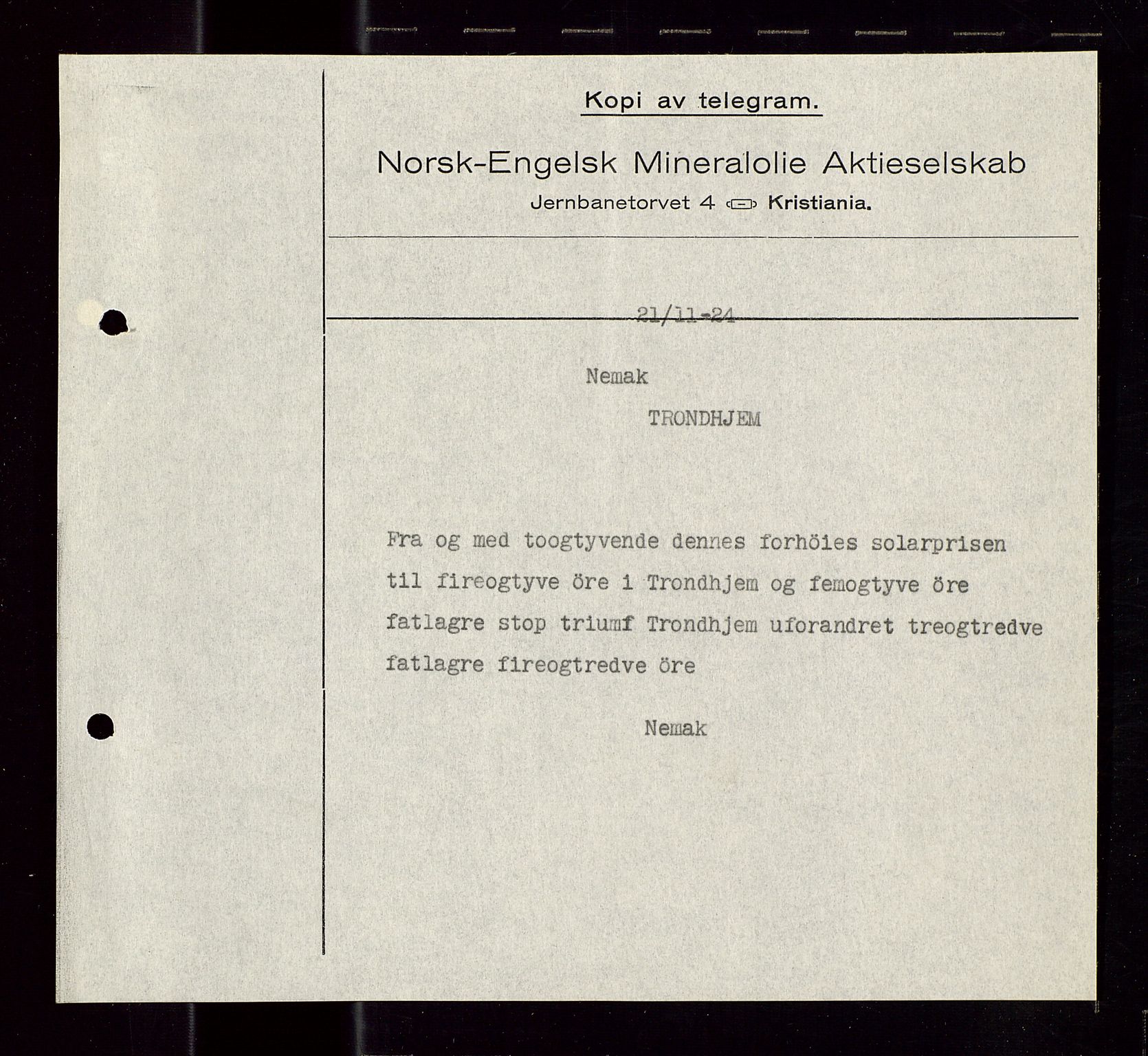 Pa 1521 - A/S Norske Shell, SAST/A-101915/E/Ea/Eaa/L0012: Sjefskorrespondanse, 1924, s. 657