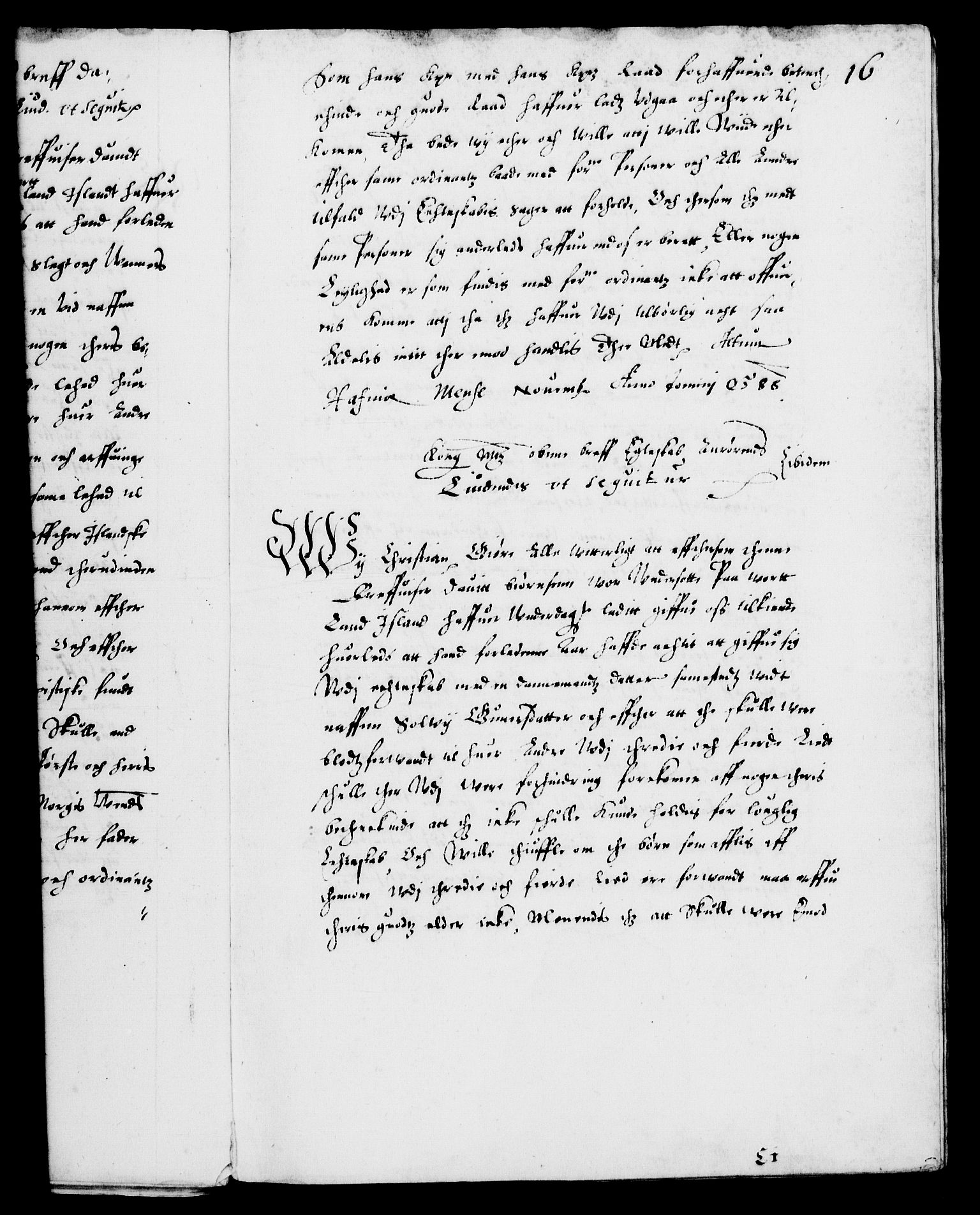 Danske Kanselli 1572-1799, AV/RA-EA-3023/F/Fc/Fca/Fcab/L0002: Norske tegnelser (mikrofilm), 1588-1596, s. 16a