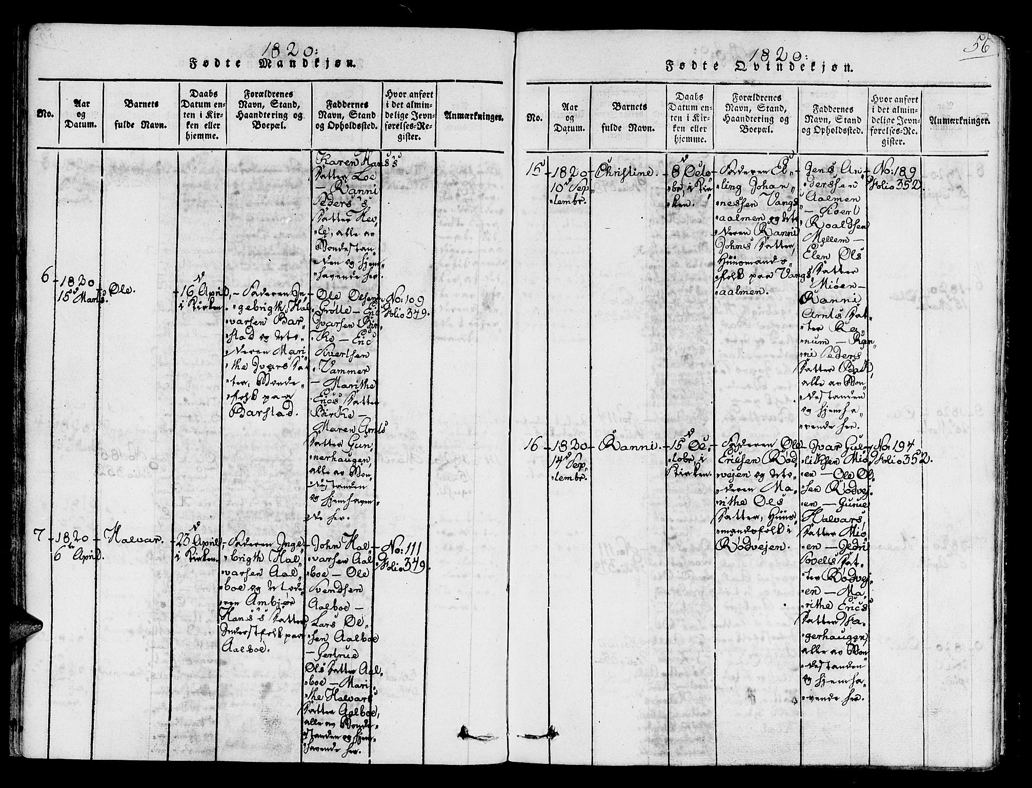 Ministerialprotokoller, klokkerbøker og fødselsregistre - Sør-Trøndelag, SAT/A-1456/678/L0895: Ministerialbok nr. 678A05 /1, 1816-1821, s. 56
