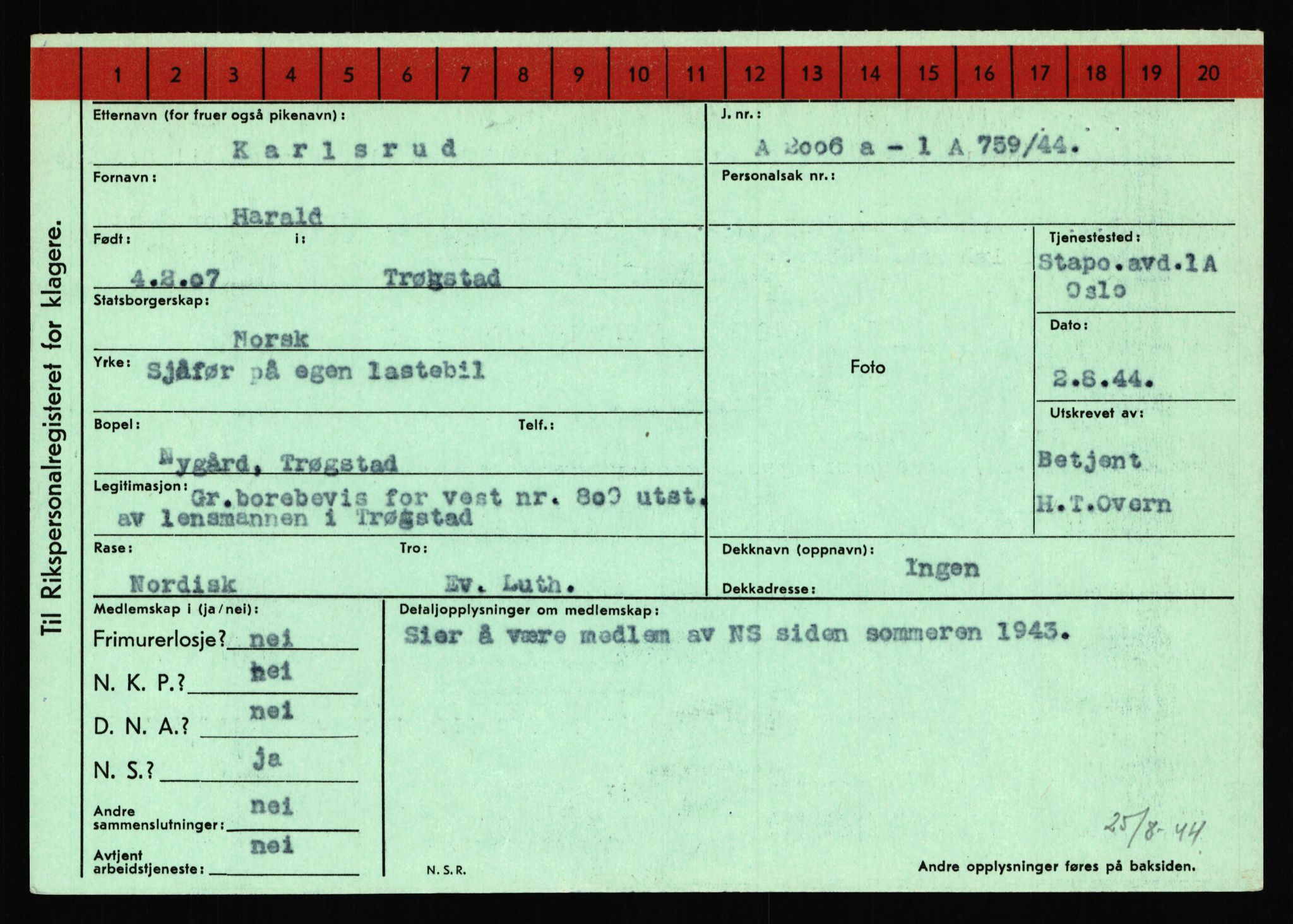Statspolitiet - Hovedkontoret / Osloavdelingen, AV/RA-S-1329/C/Ca/L0008: Johan(nes)sen - Knoph, 1943-1945, s. 3792