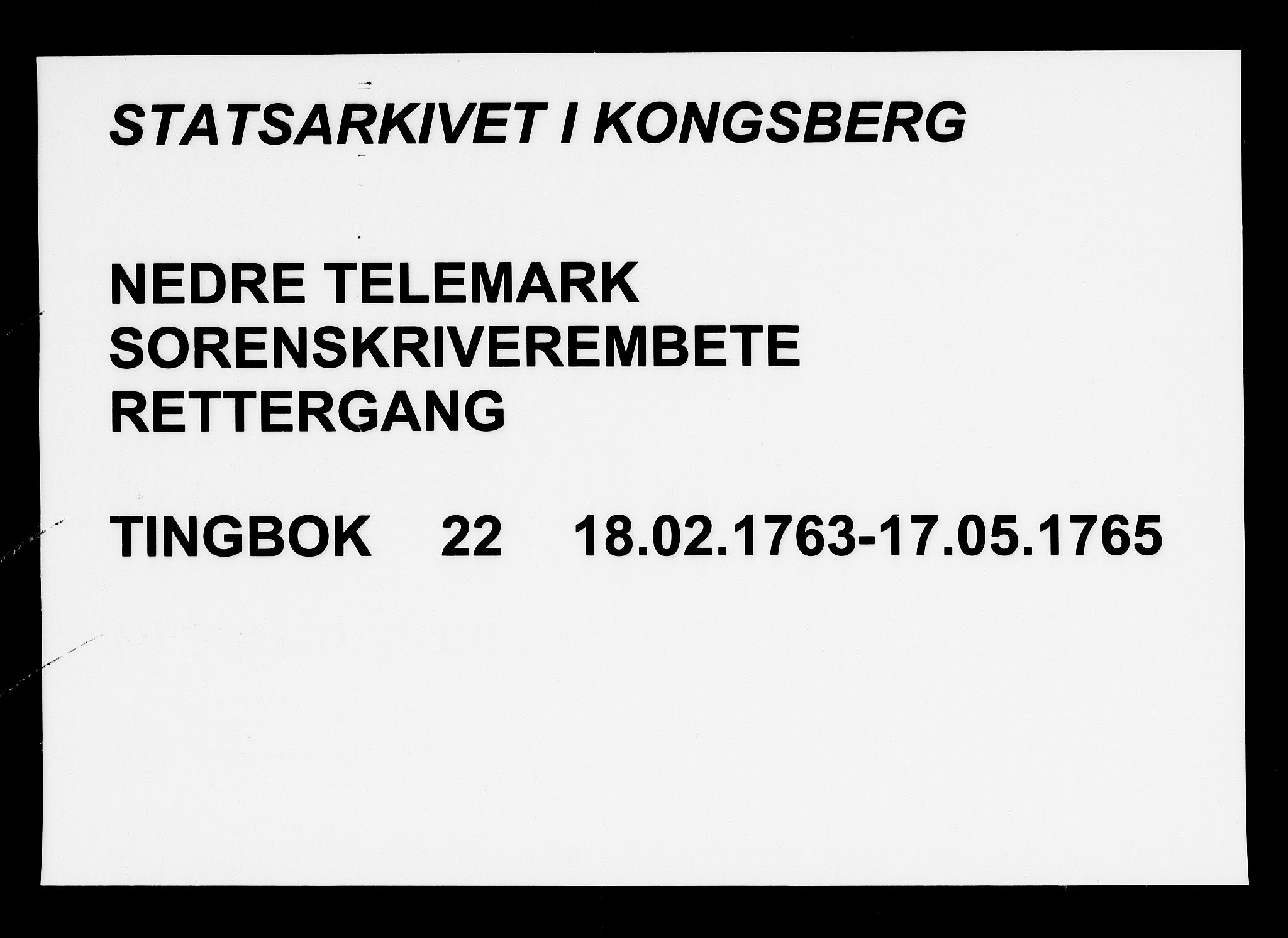 Nedre Telemark sorenskriveri, SAKO/A-135/F/Fa/L0022: Tingbok, 1763-1765