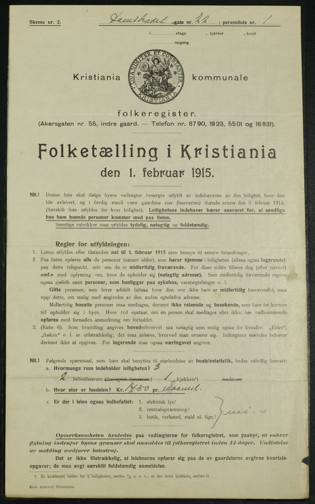 OBA, Kommunal folketelling 1.2.1915 for Kristiania, 1915, s. 14553