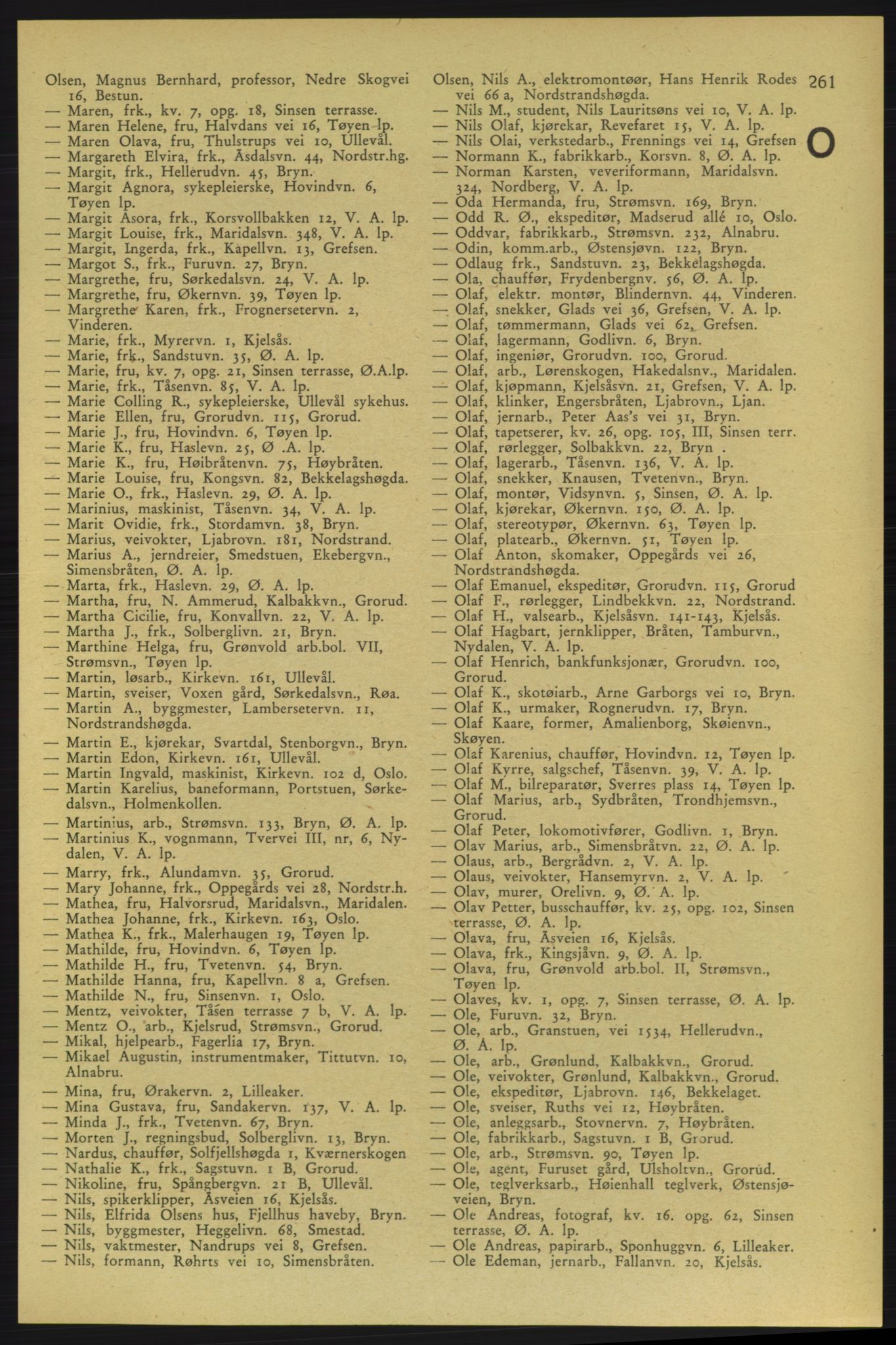 Aker adressebok/adressekalender, PUBL/001/A/006: Aker adressebok, 1937-1938, s. 261
