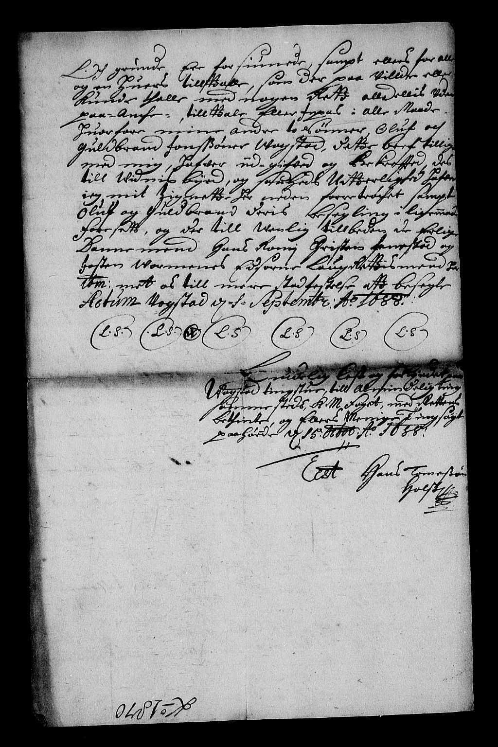 Stattholderembetet 1572-1771, RA/EA-2870/Af/L0002: Avskrifter av vedlegg til originale supplikker, nummerert i samsvar med supplikkbøkene, 1687-1689, s. 233