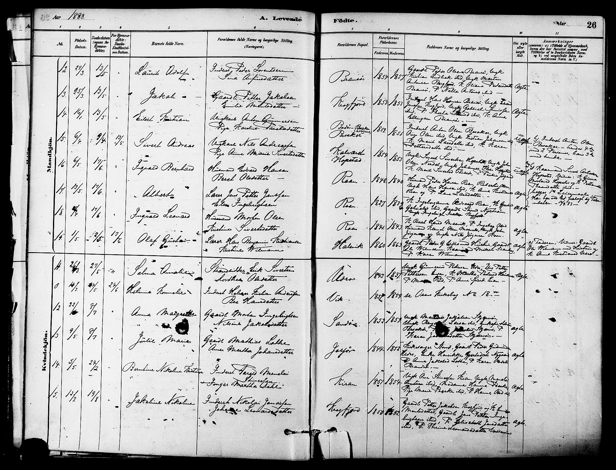 Ministerialprotokoller, klokkerbøker og fødselsregistre - Sør-Trøndelag, SAT/A-1456/657/L0707: Ministerialbok nr. 657A08, 1879-1893, s. 26