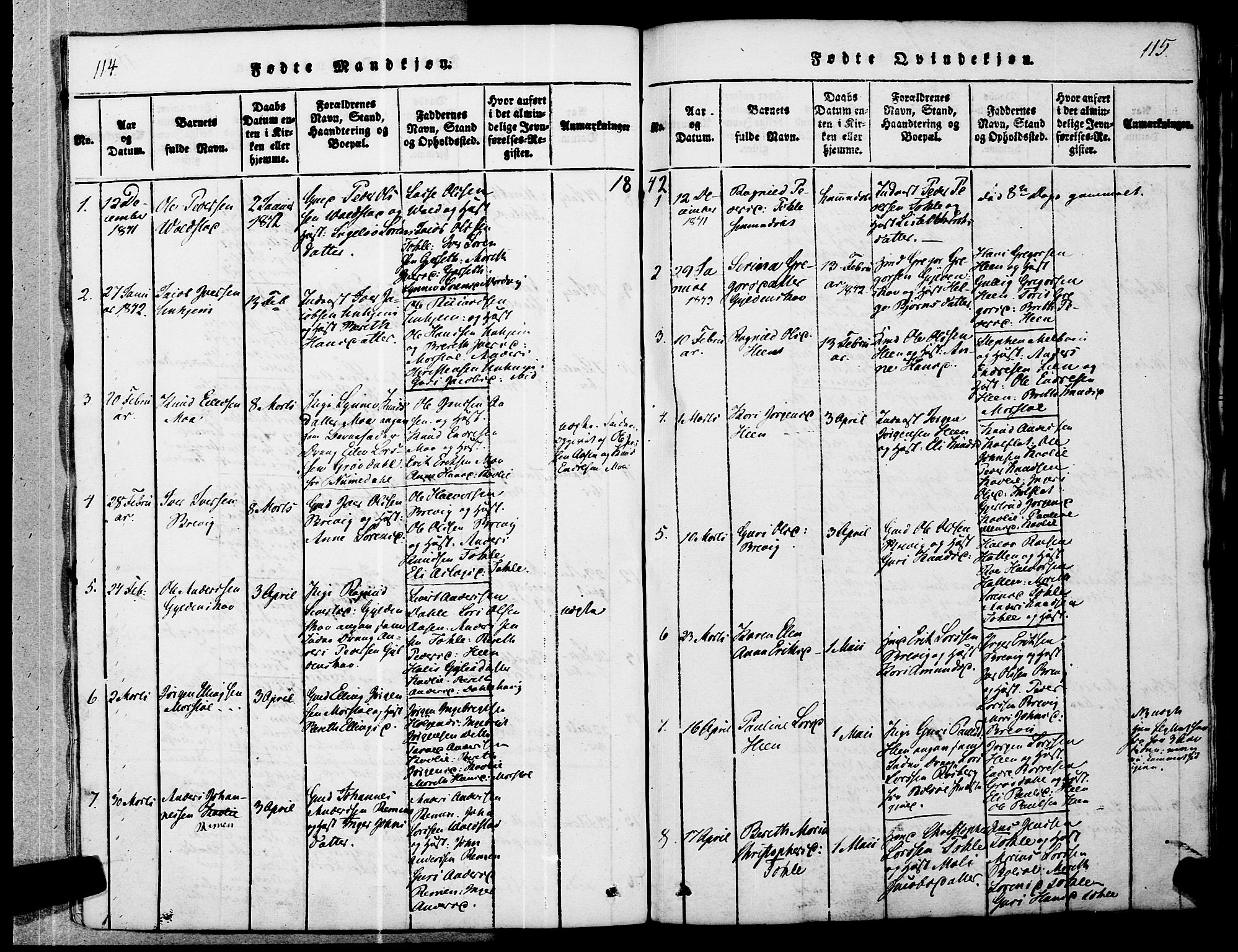 Ministerialprotokoller, klokkerbøker og fødselsregistre - Møre og Romsdal, SAT/A-1454/545/L0585: Ministerialbok nr. 545A01, 1818-1853, s. 114-115