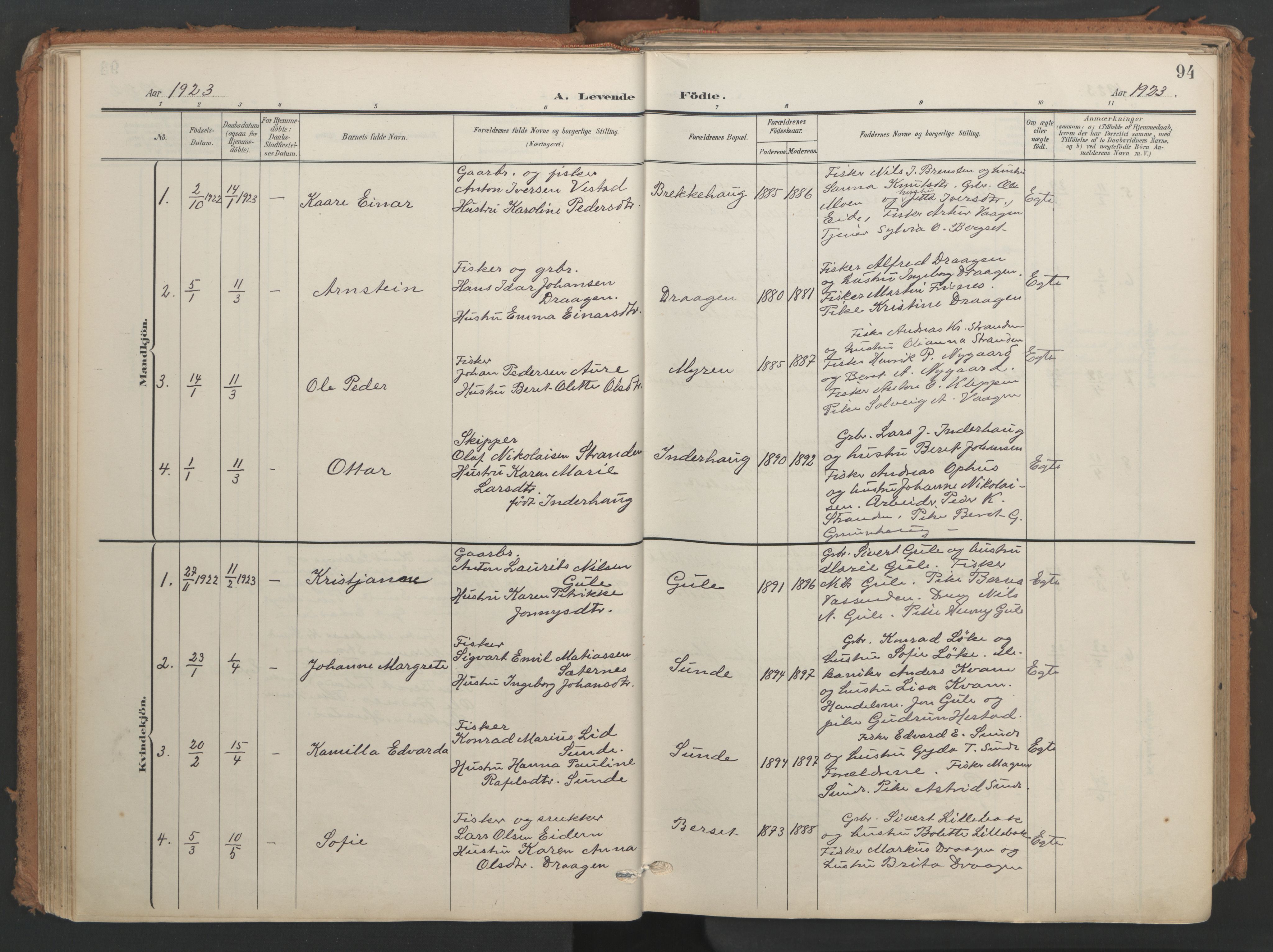 Ministerialprotokoller, klokkerbøker og fødselsregistre - Møre og Romsdal, AV/SAT-A-1454/566/L0771: Ministerialbok nr. 566A10, 1904-1929, s. 94