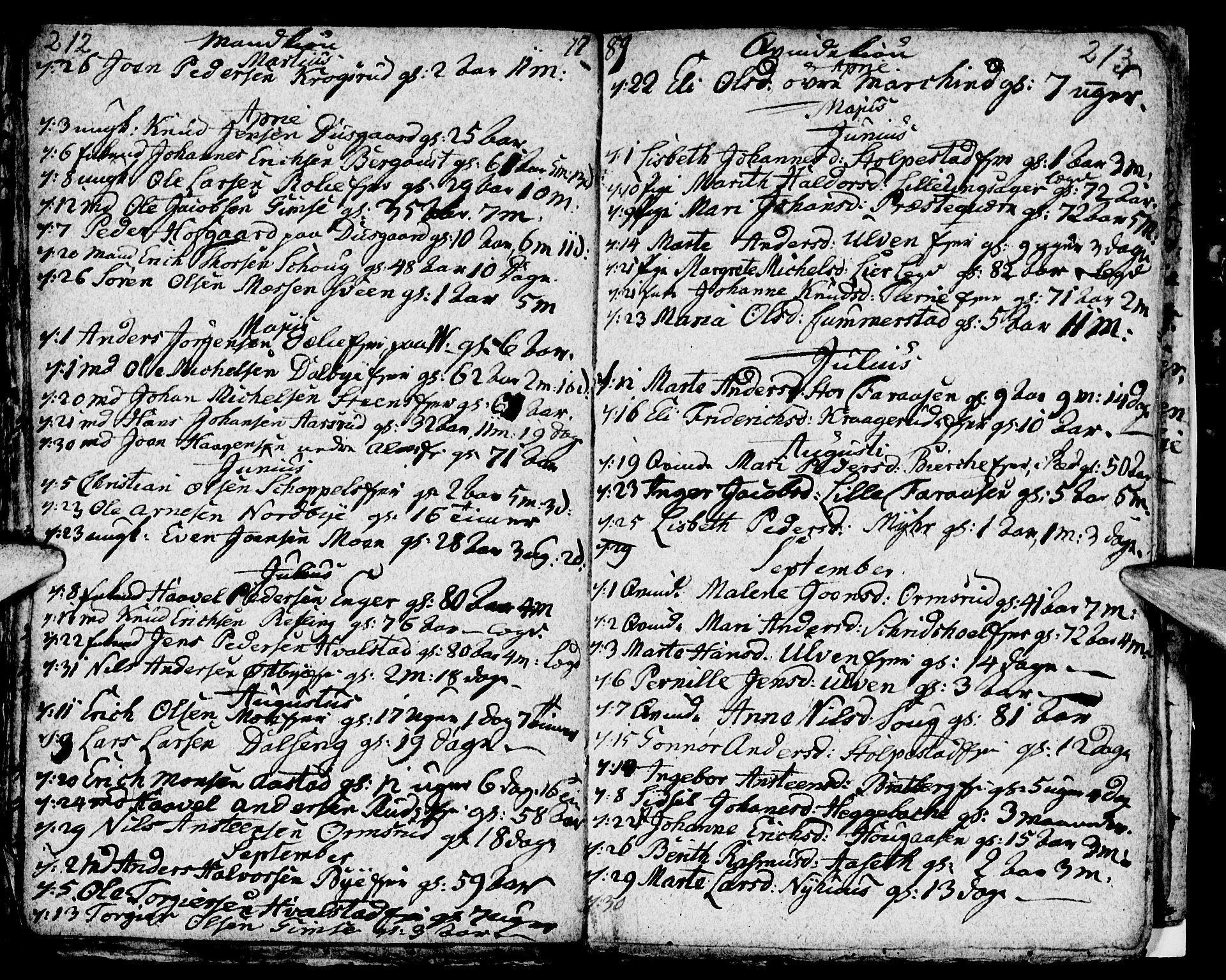 Ringsaker prestekontor, AV/SAH-PREST-014/I/Ia/L0005/0004: Kladd til kirkebok nr. 5.4, 1785-1789, s. 212-213
