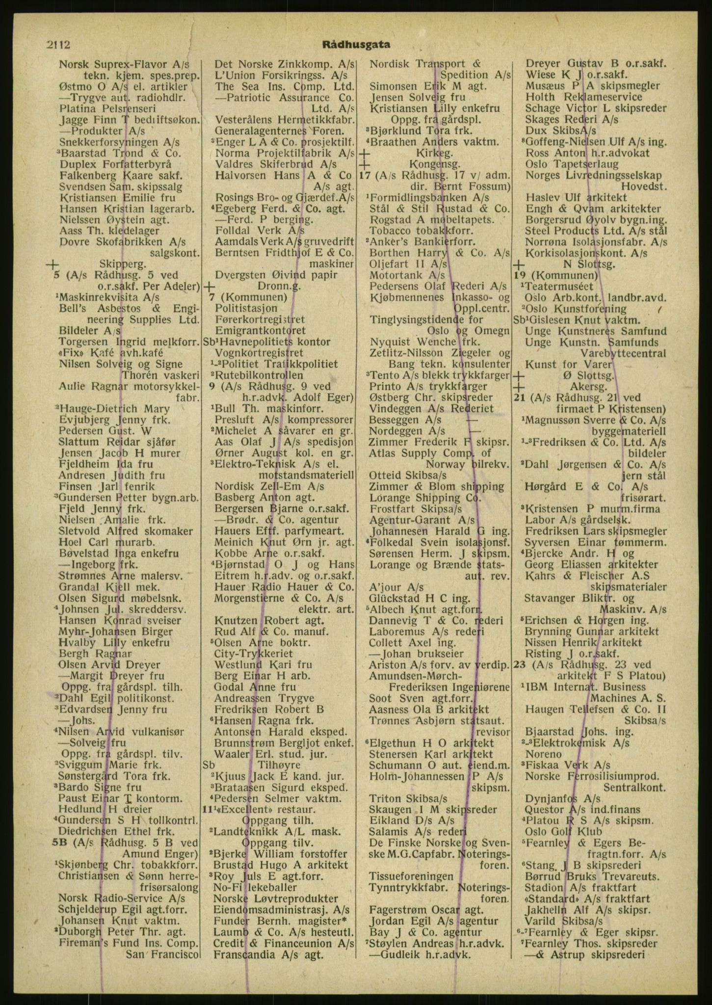 Kristiania/Oslo adressebok, PUBL/-, 1952, s. 2112