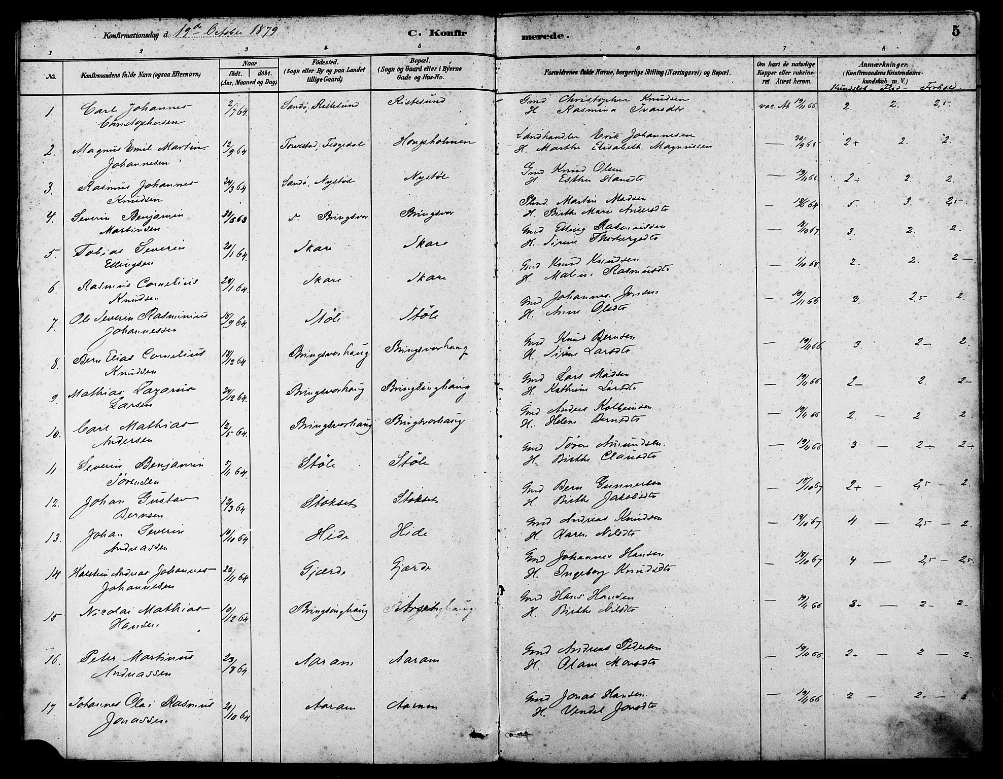 Ministerialprotokoller, klokkerbøker og fødselsregistre - Møre og Romsdal, AV/SAT-A-1454/503/L0036: Ministerialbok nr. 503A04, 1879-1883, s. 5