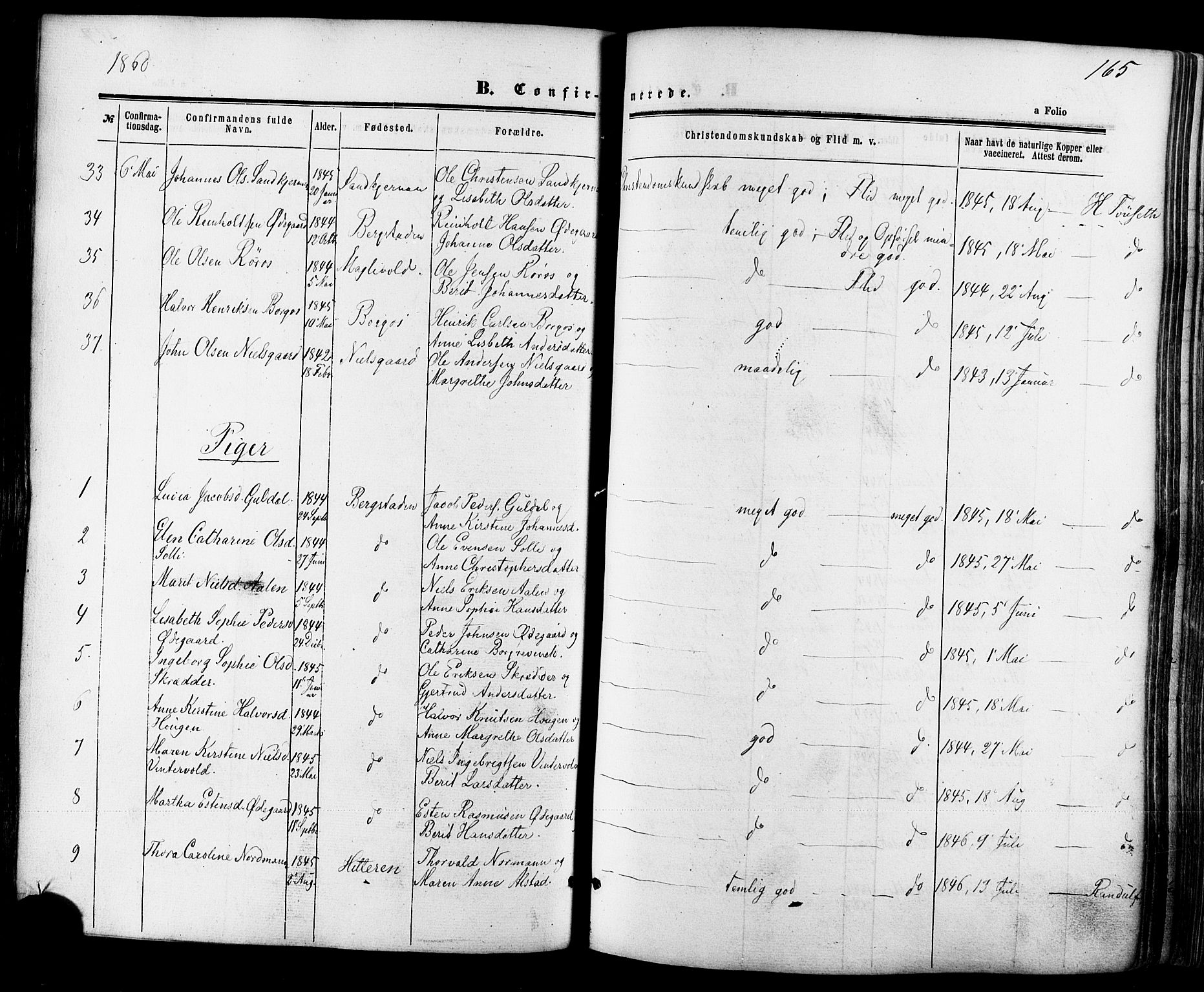 Ministerialprotokoller, klokkerbøker og fødselsregistre - Sør-Trøndelag, SAT/A-1456/681/L0932: Ministerialbok nr. 681A10, 1860-1878, s. 165