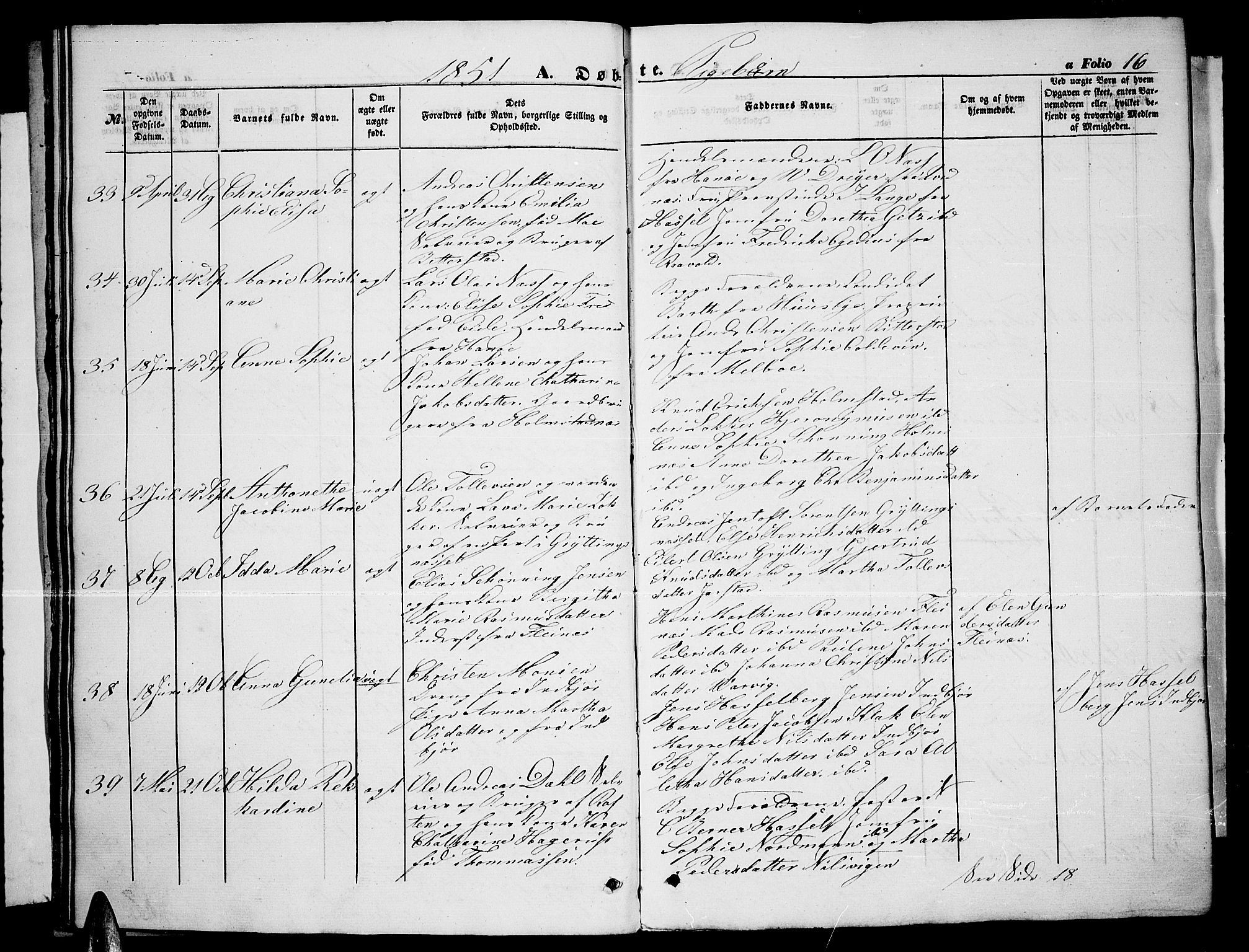Ministerialprotokoller, klokkerbøker og fødselsregistre - Nordland, AV/SAT-A-1459/888/L1265: Klokkerbok nr. 888C03, 1850-1863, s. 16