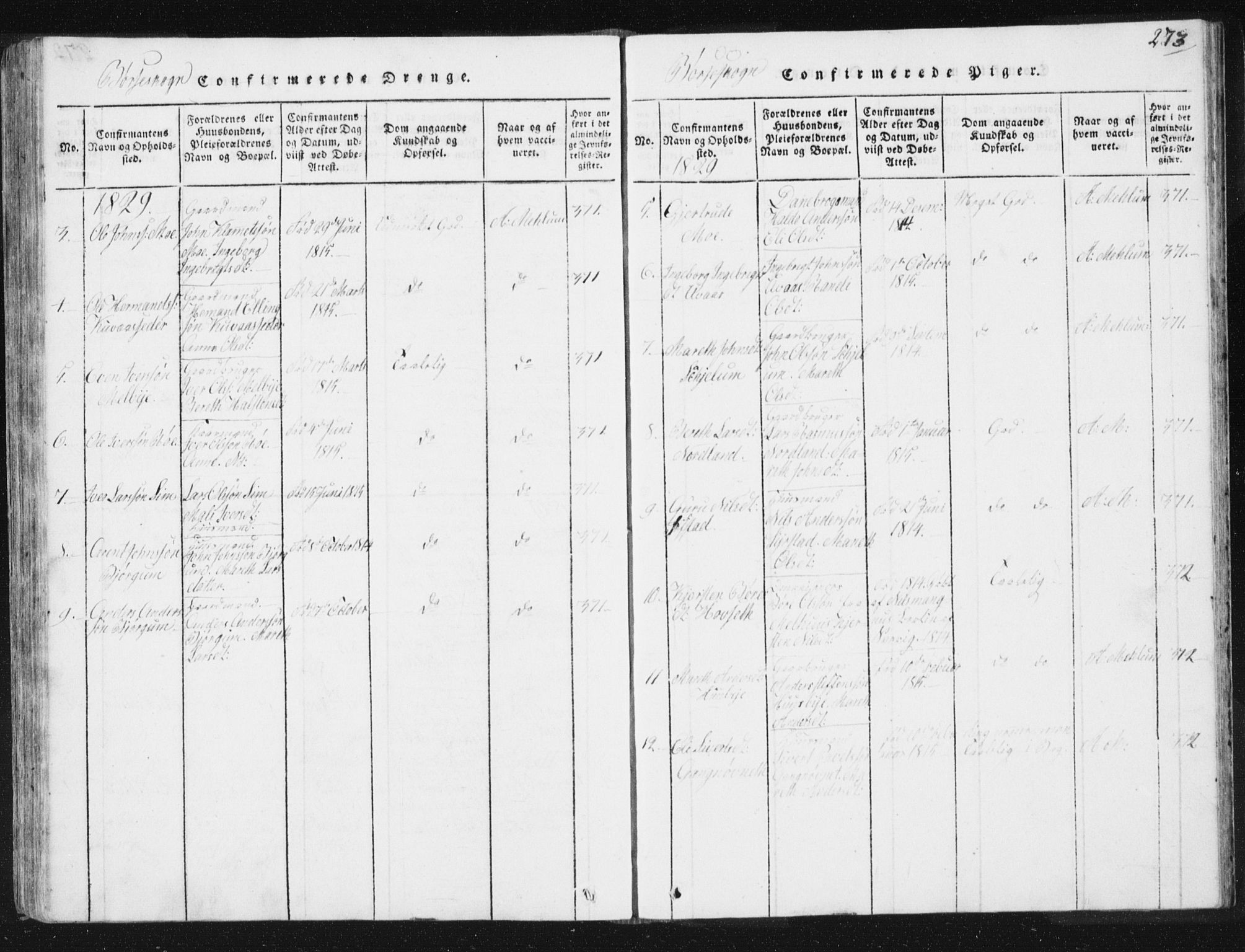 Ministerialprotokoller, klokkerbøker og fødselsregistre - Sør-Trøndelag, SAT/A-1456/665/L0770: Ministerialbok nr. 665A05, 1817-1829, s. 273
