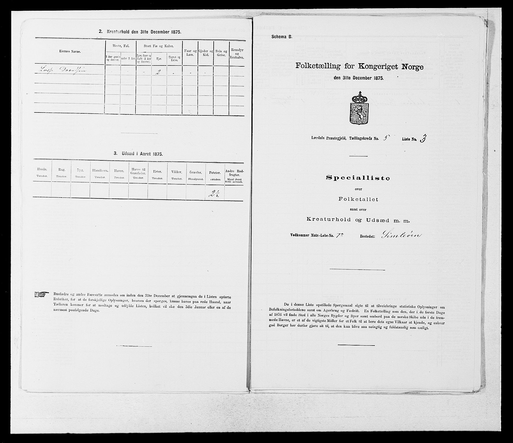 SAB, Folketelling 1875 for 1422P Lærdal prestegjeld, 1875, s. 651