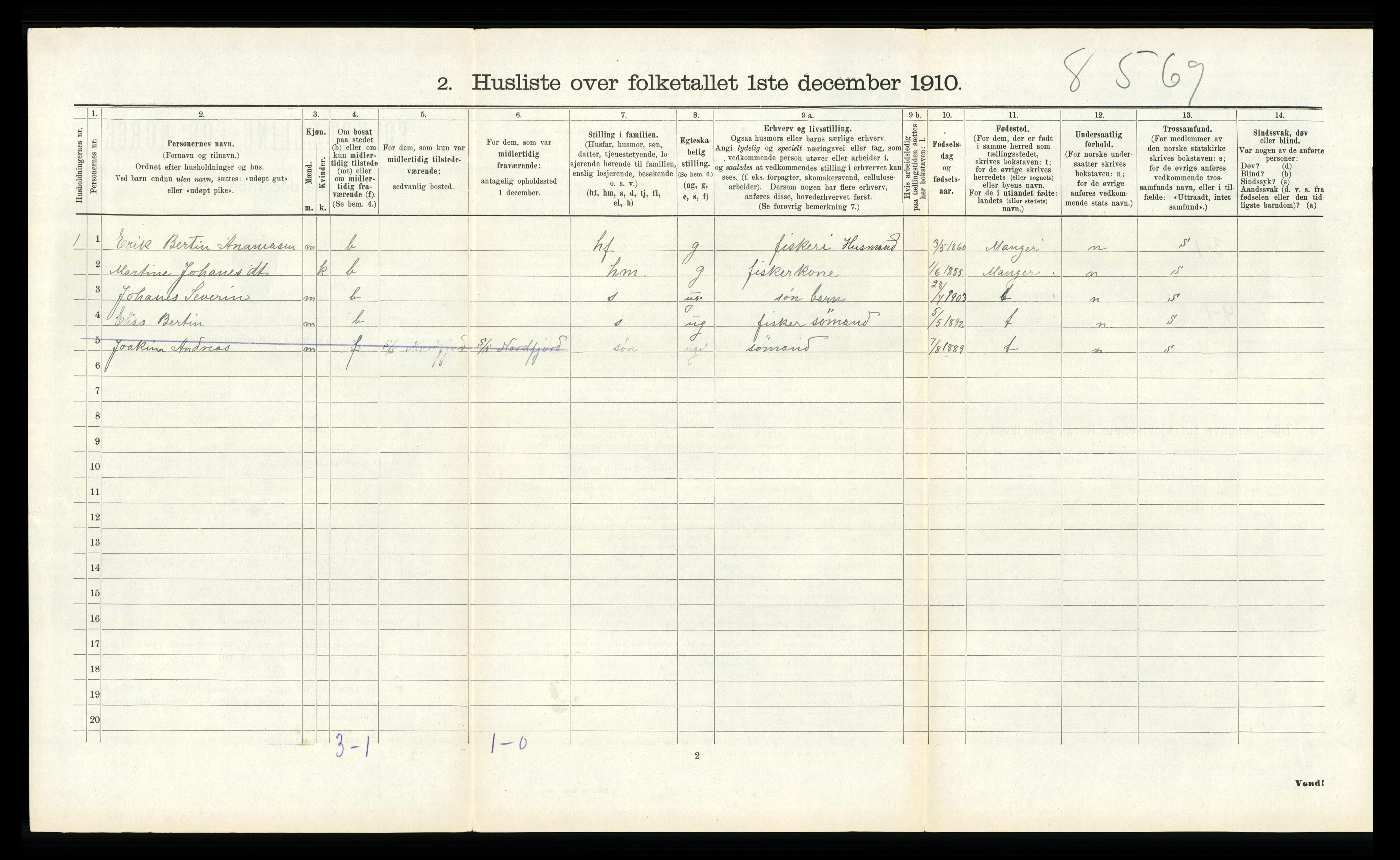 RA, Folketelling 1910 for 1264 Austrheim herred, 1910, s. 677