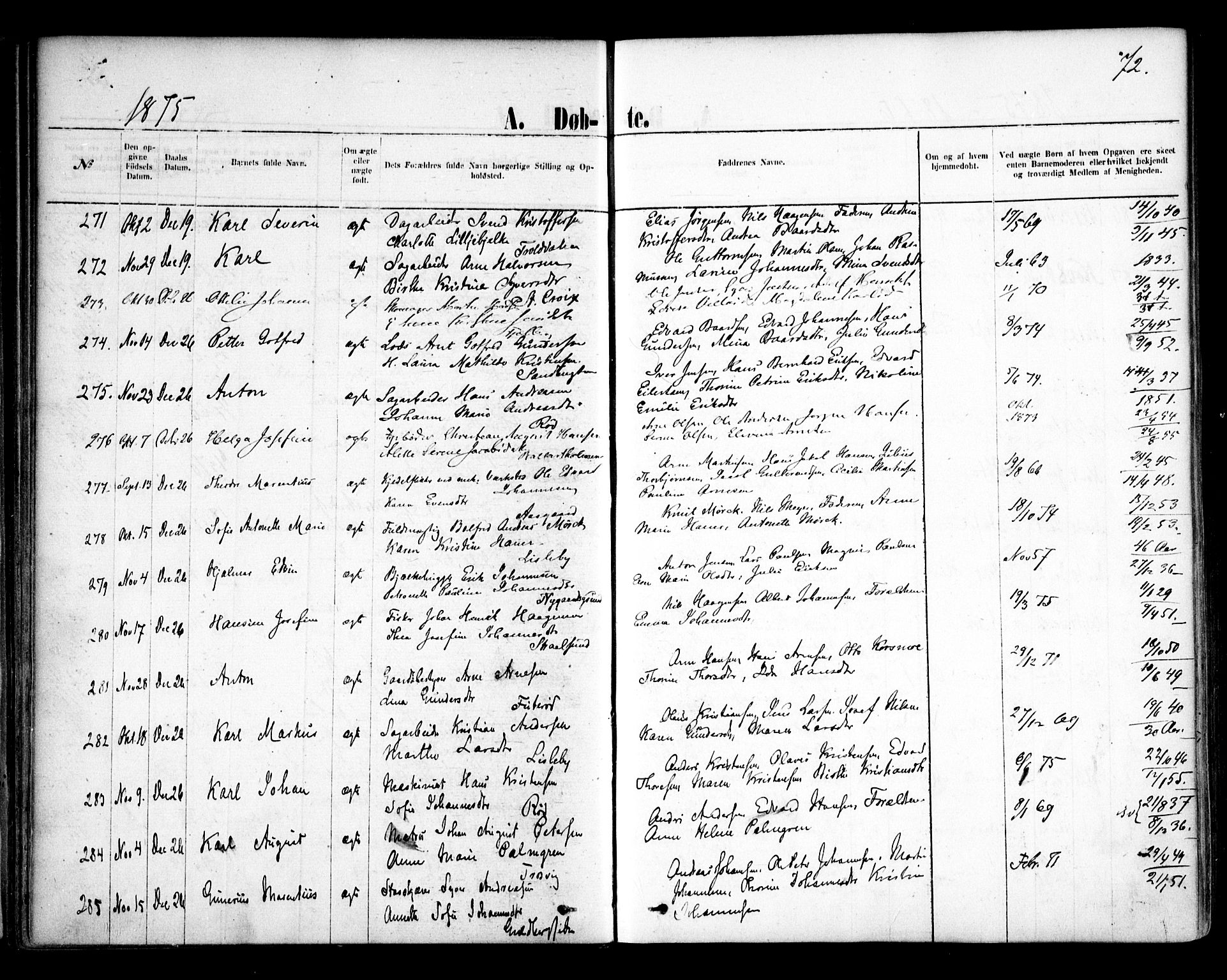Glemmen prestekontor Kirkebøker, AV/SAO-A-10908/F/Fa/L0009: Ministerialbok nr. 9, 1871-1878, s. 72
