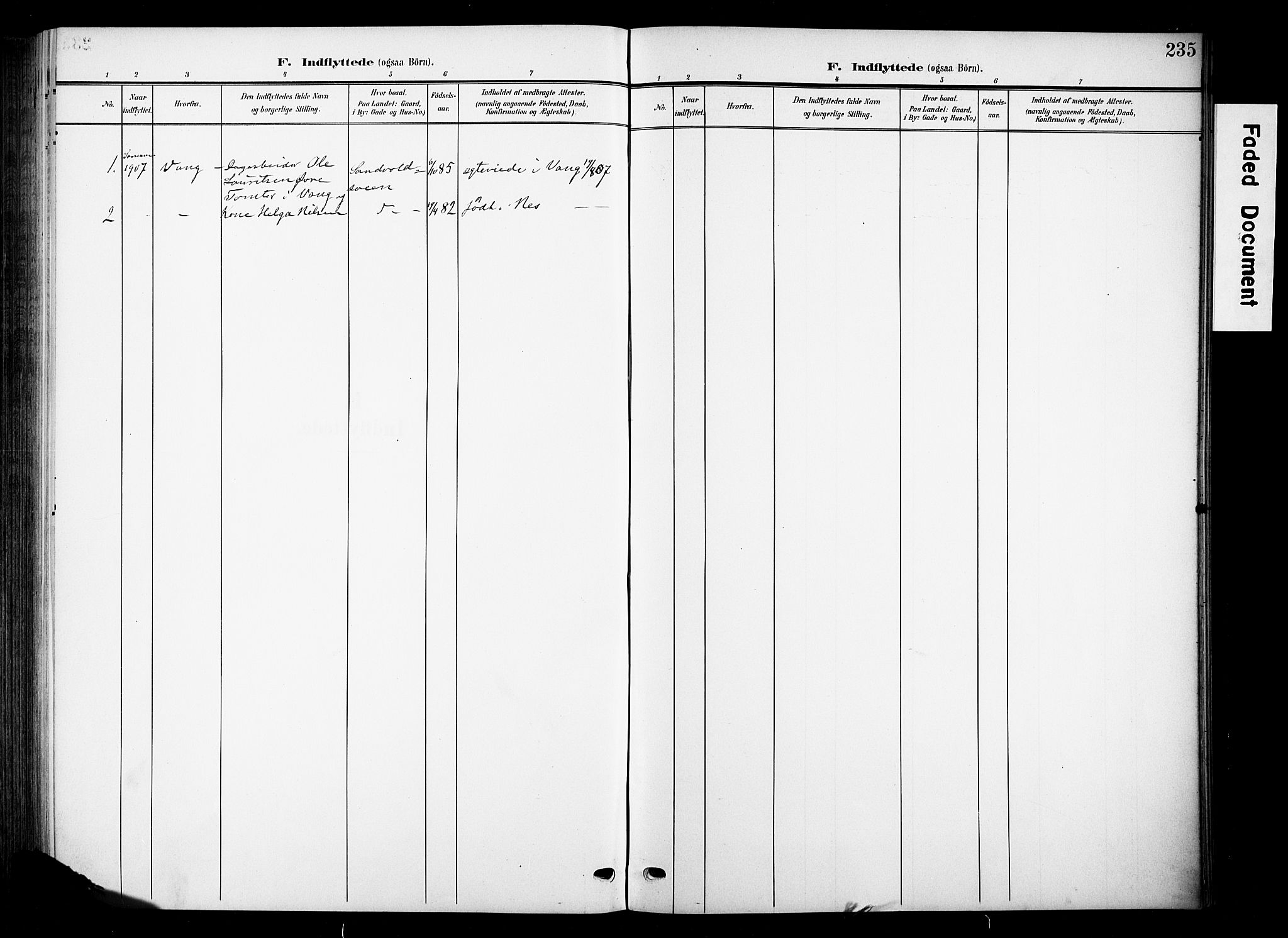 Nes prestekontor, Hedmark, SAH/PREST-020/K/Ka/L0013: Ministerialbok nr. 13, 1906-1924, s. 235