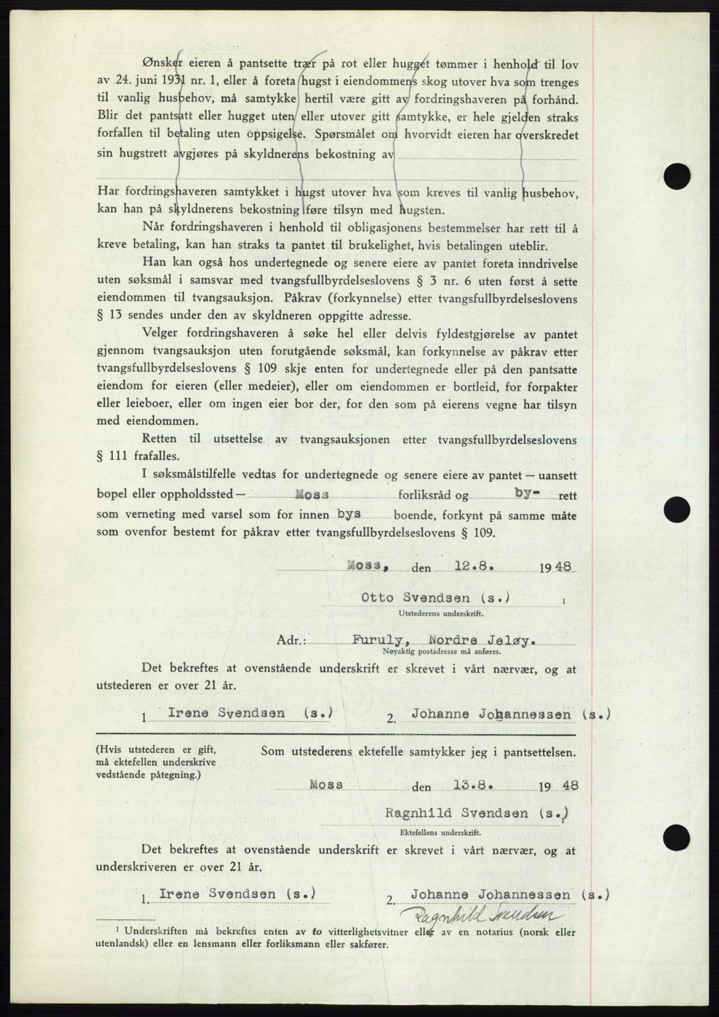 Moss sorenskriveri, AV/SAO-A-10168: Pantebok nr. B20, 1948-1948, Dagboknr: 2097/1948