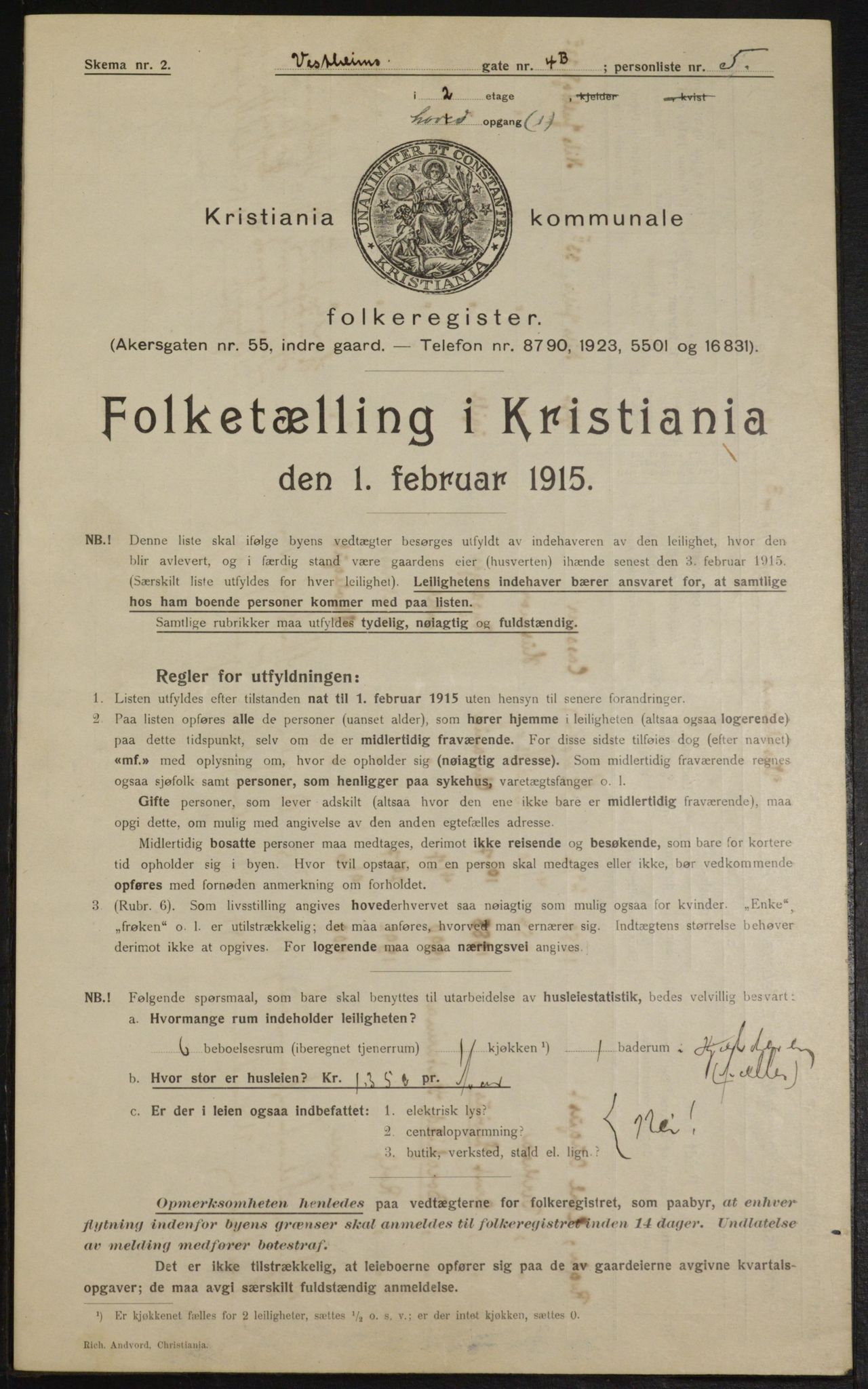 OBA, Kommunal folketelling 1.2.1915 for Kristiania, 1915, s. 123078