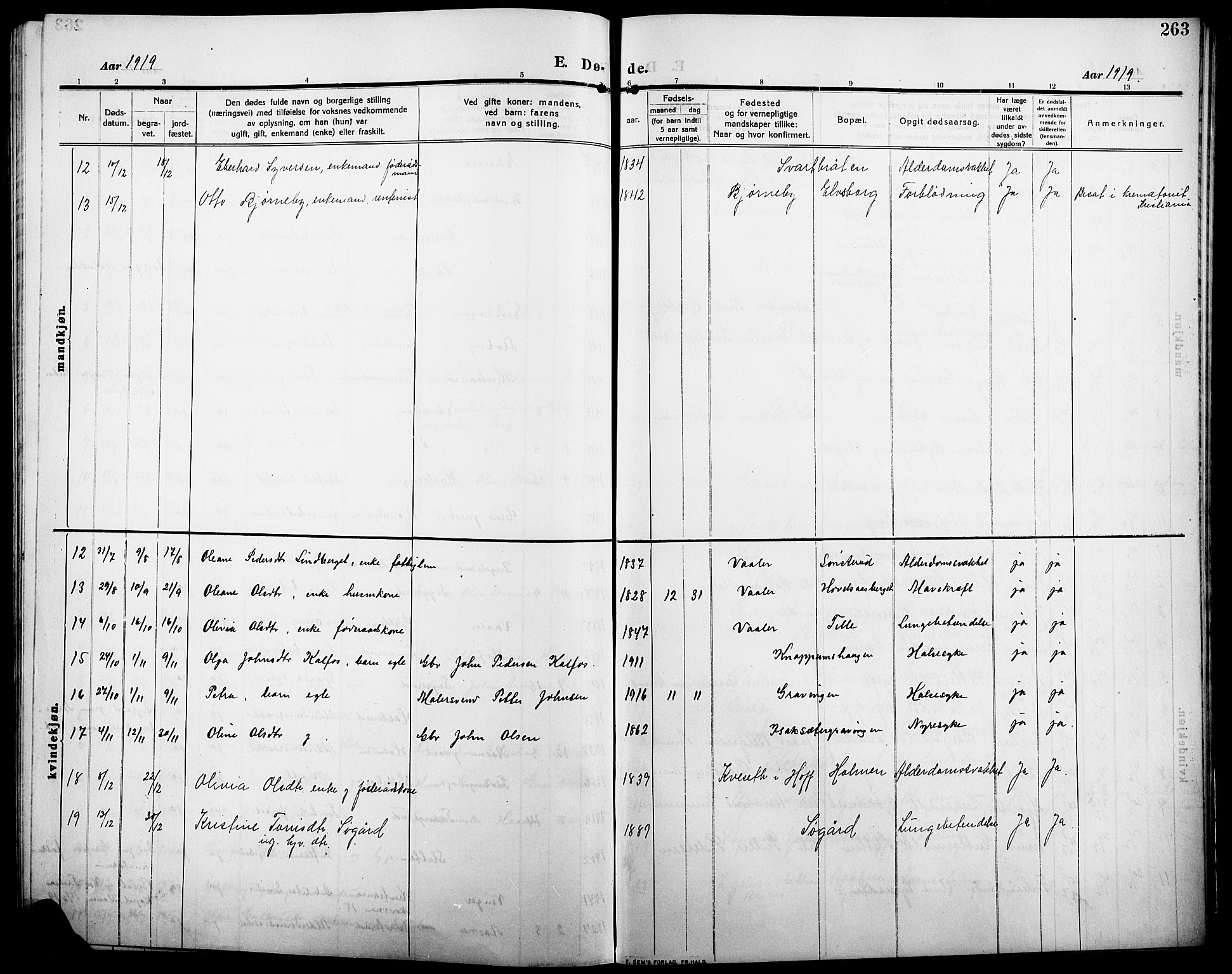 Åsnes prestekontor, AV/SAH-PREST-042/H/Ha/Hab/L0007: Klokkerbok nr. 7, 1909-1926, s. 263