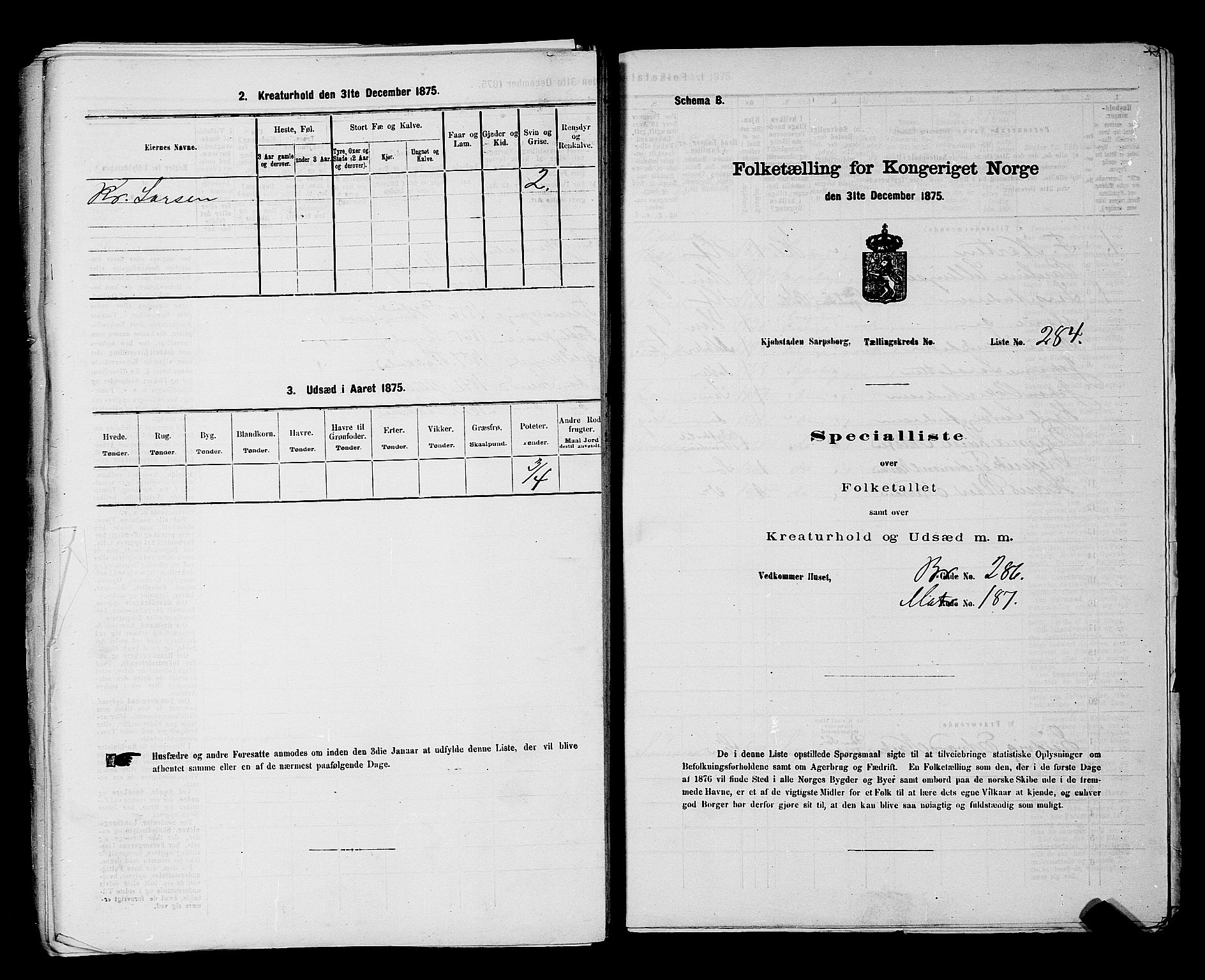 RA, Folketelling 1875 for 0102P Sarpsborg prestegjeld, 1875, s. 653