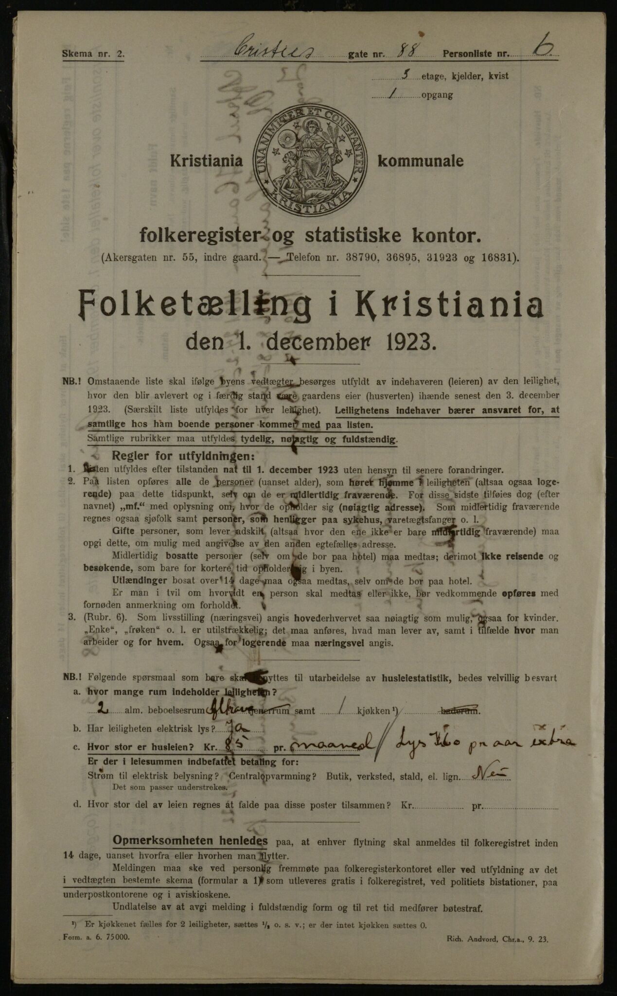 OBA, Kommunal folketelling 1.12.1923 for Kristiania, 1923, s. 14394