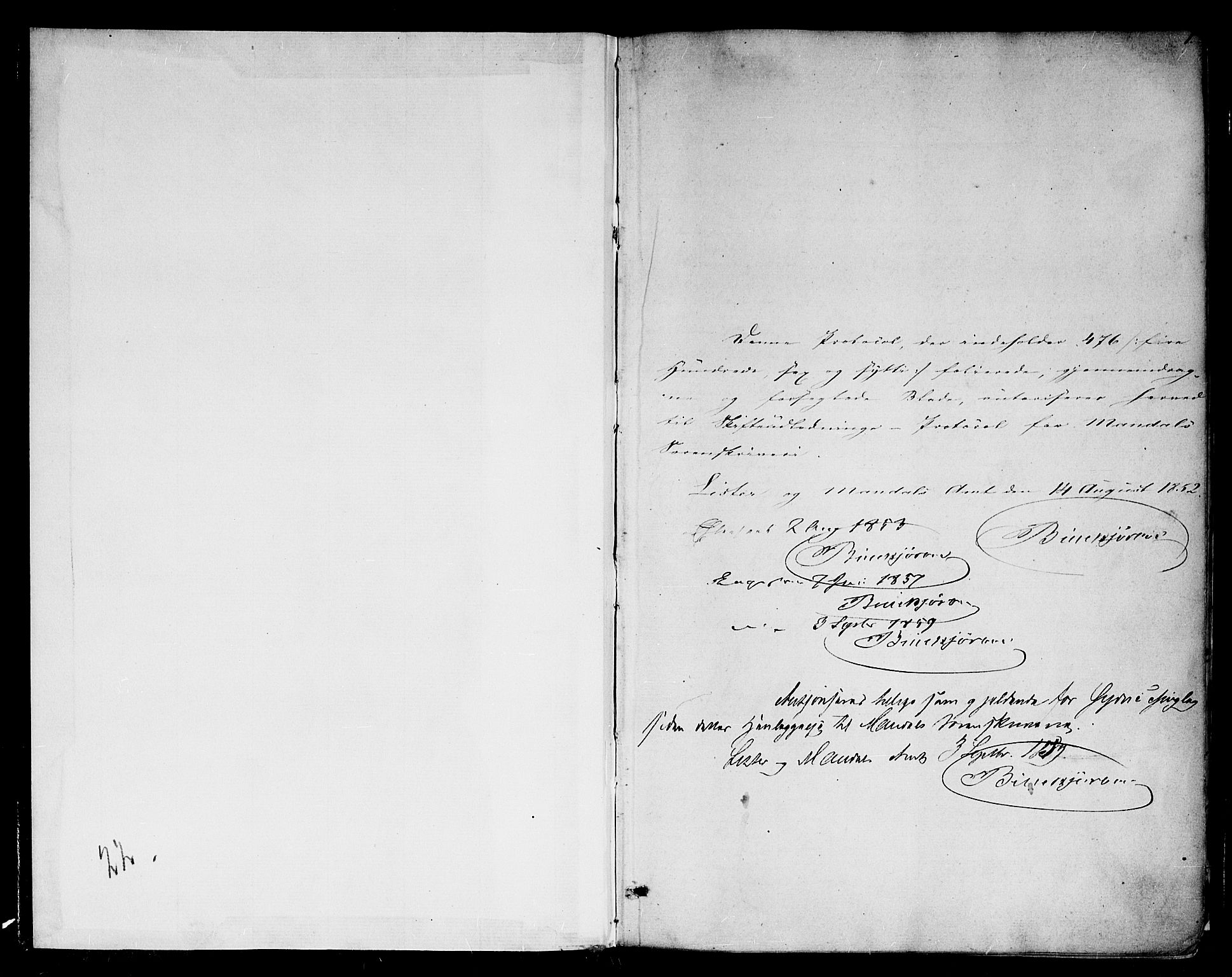 Mandal sorenskriveri, SAK/1221-0005/001/H/Hc/L0094: Skifteutlodningsprotokoll nr 3 med register, 1852-1871, s. 0b-1a