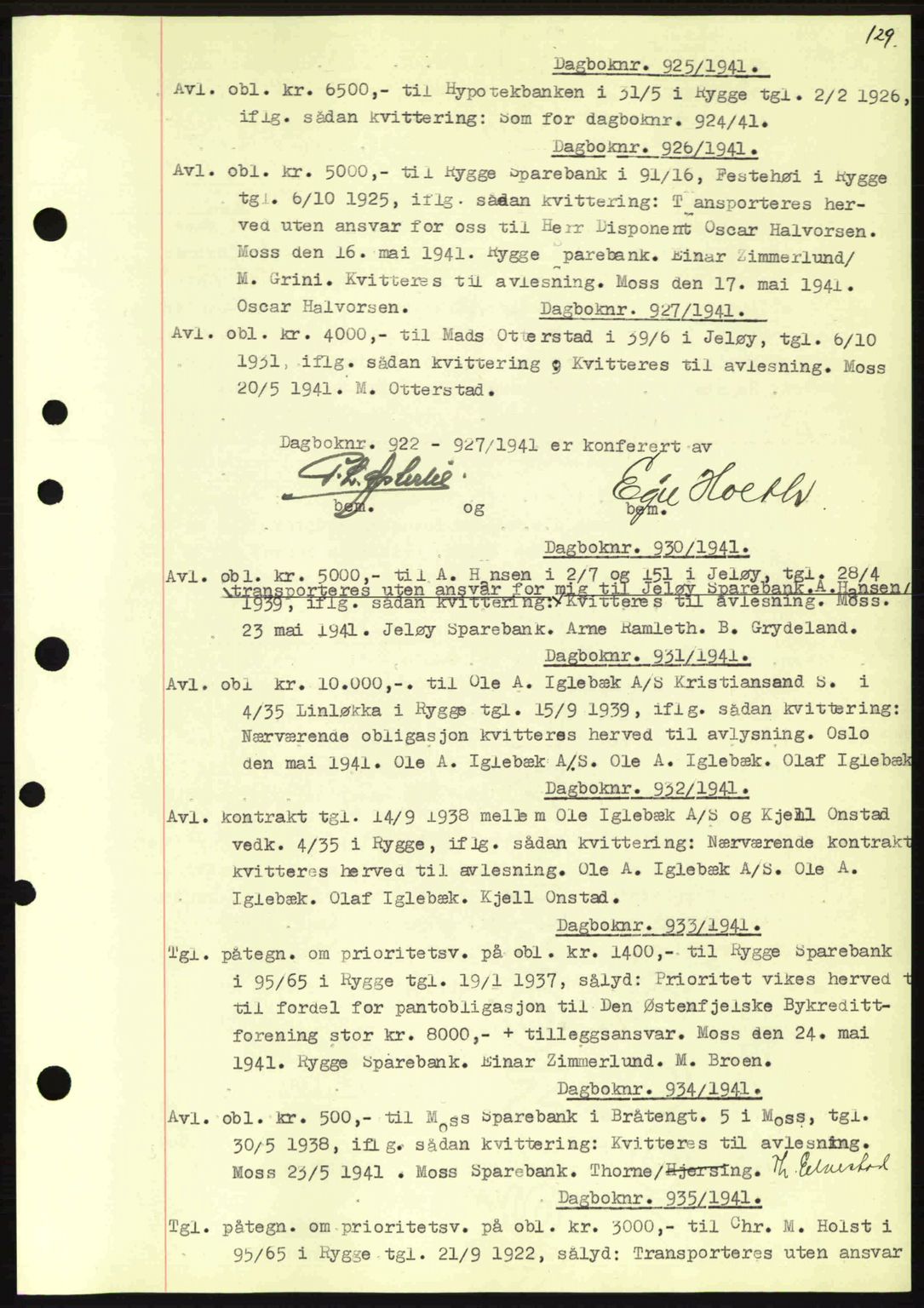 Moss sorenskriveri, SAO/A-10168: Pantebok nr. B10, 1940-1941, Dagboknr: 925/1941
