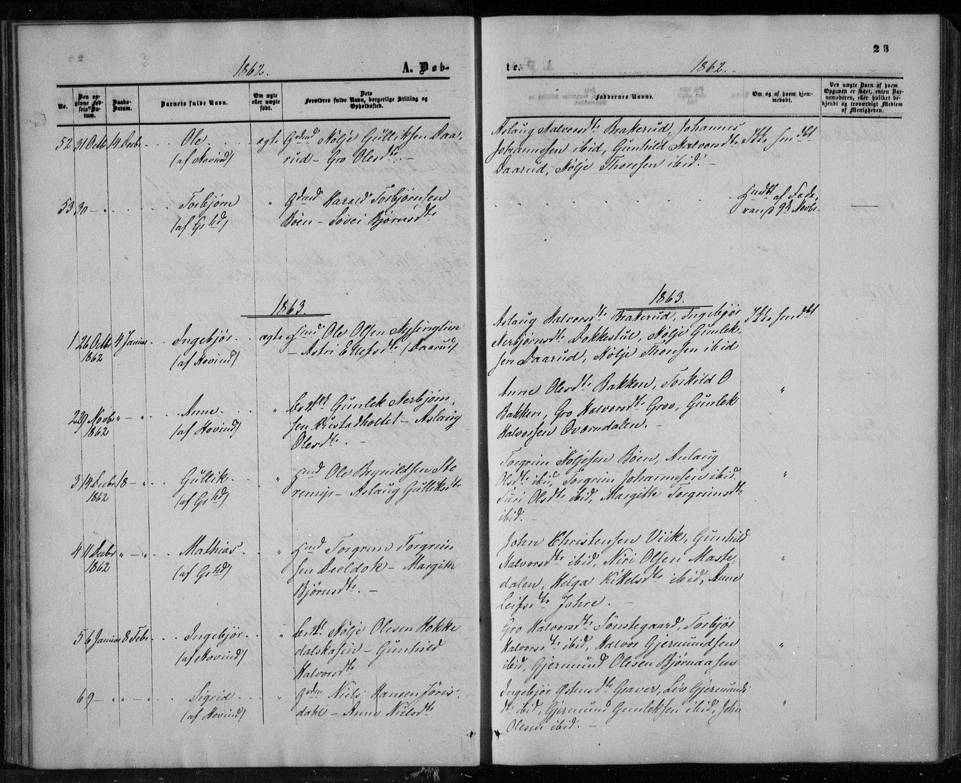 Gransherad kirkebøker, AV/SAKO-A-267/F/Fa/L0003: Ministerialbok nr. I 3, 1859-1870, s. 23