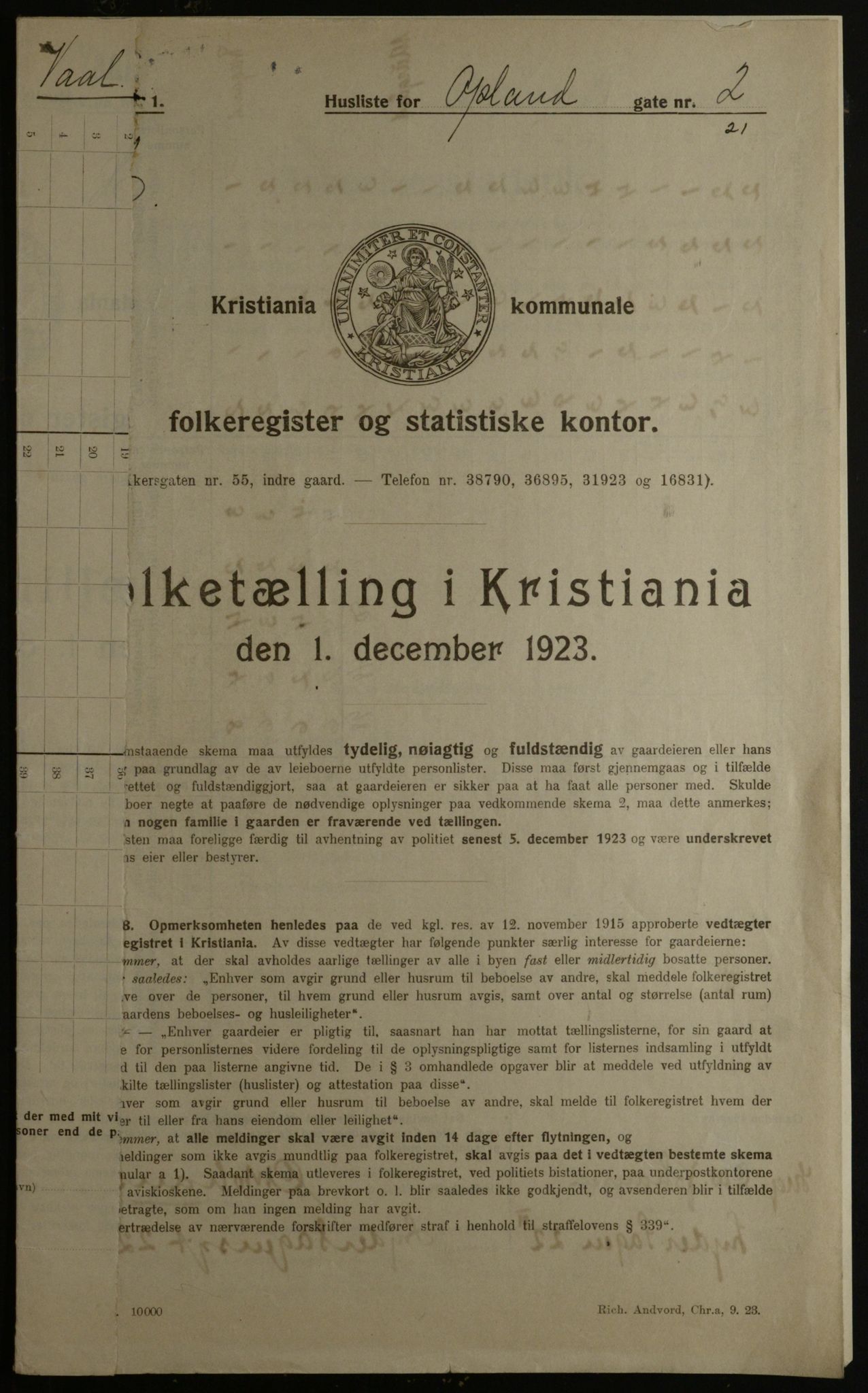 OBA, Kommunal folketelling 1.12.1923 for Kristiania, 1923, s. 83681