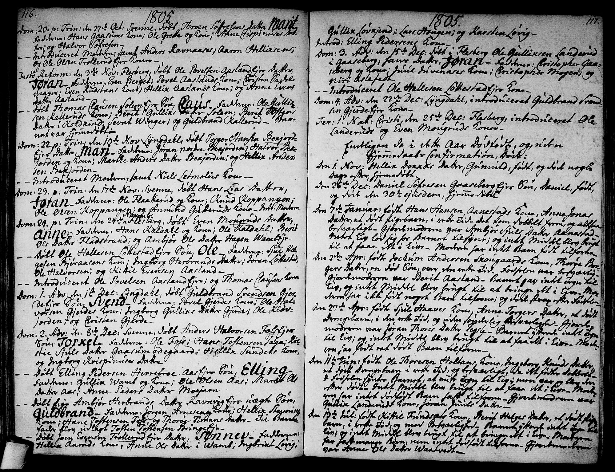 Flesberg kirkebøker, AV/SAKO-A-18/F/Fa/L0004: Ministerialbok nr. I 4, 1788-1815, s. 116-117