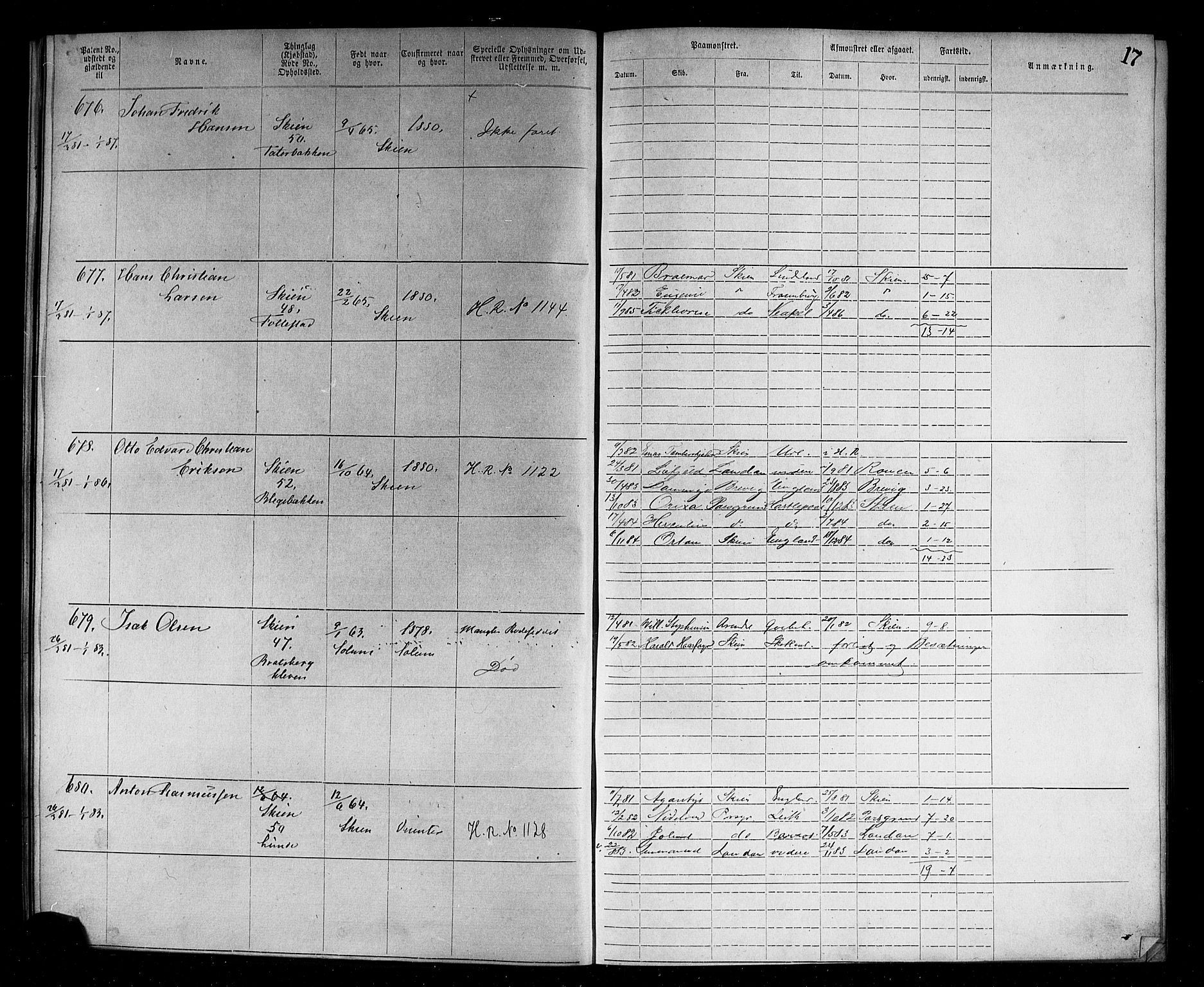 Skien innrulleringskontor, AV/SAKO-A-832/F/Fc/L0003: Annotasjonsrulle, 1879-1899, s. 19
